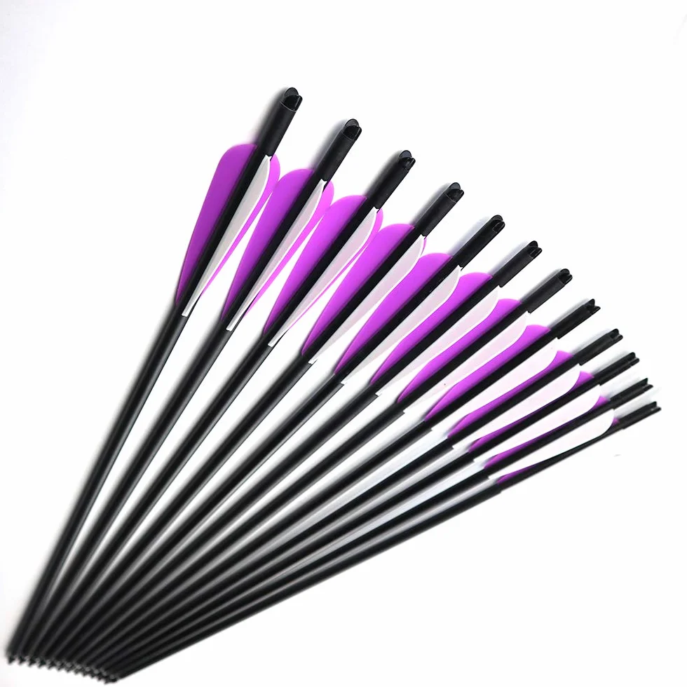 ACCMOS Flèches de Carbone pour Arbalète de Chasse 16-22 pouces Diamètre Intérieur 7.6mm Pointe en Acier Amovible