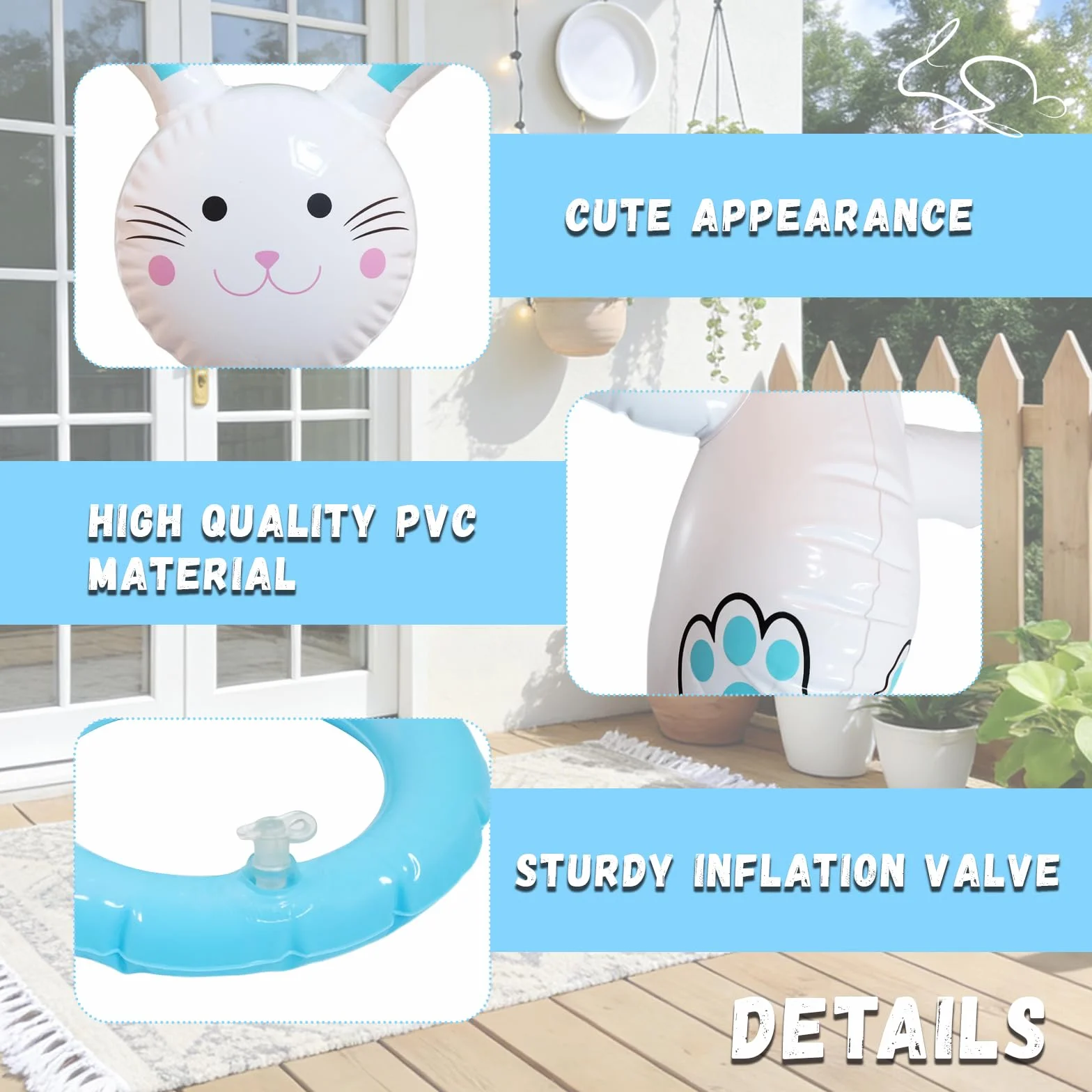 dellyy Jeux de Lancer Lapin Gonflable Pâques, Jeu de Lancer d'Anneaux Gonflable, Intérieur Extérieur