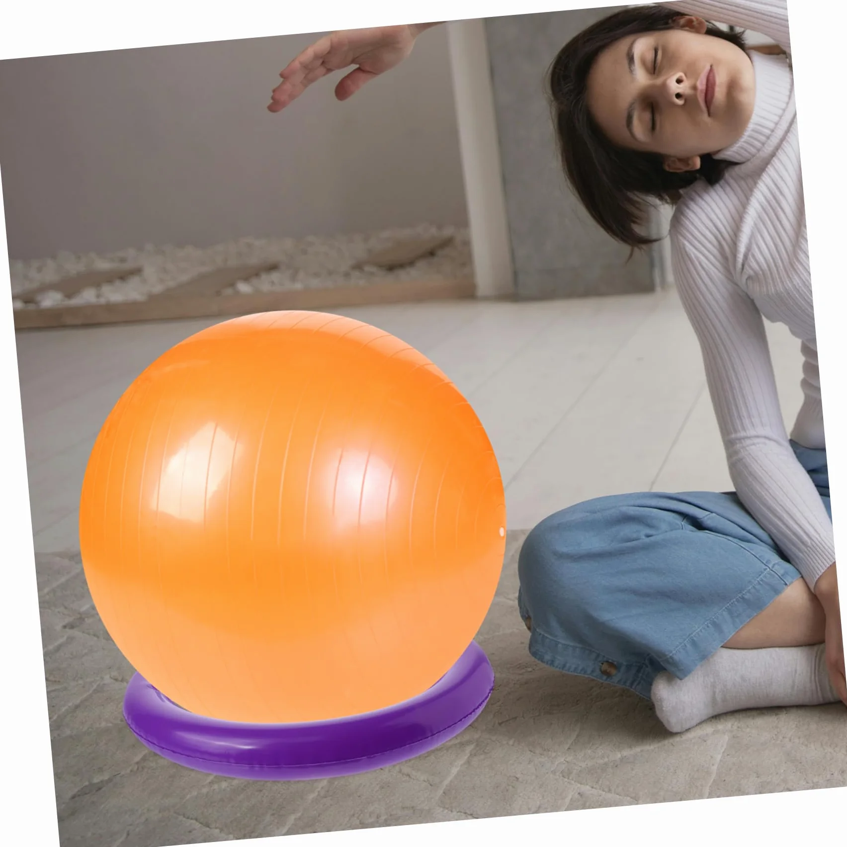 Base de Ballon de Yoga Ronde en PVC Anneau Fixe pour Ballon de Yoga Gonflable Accessoire Fitness