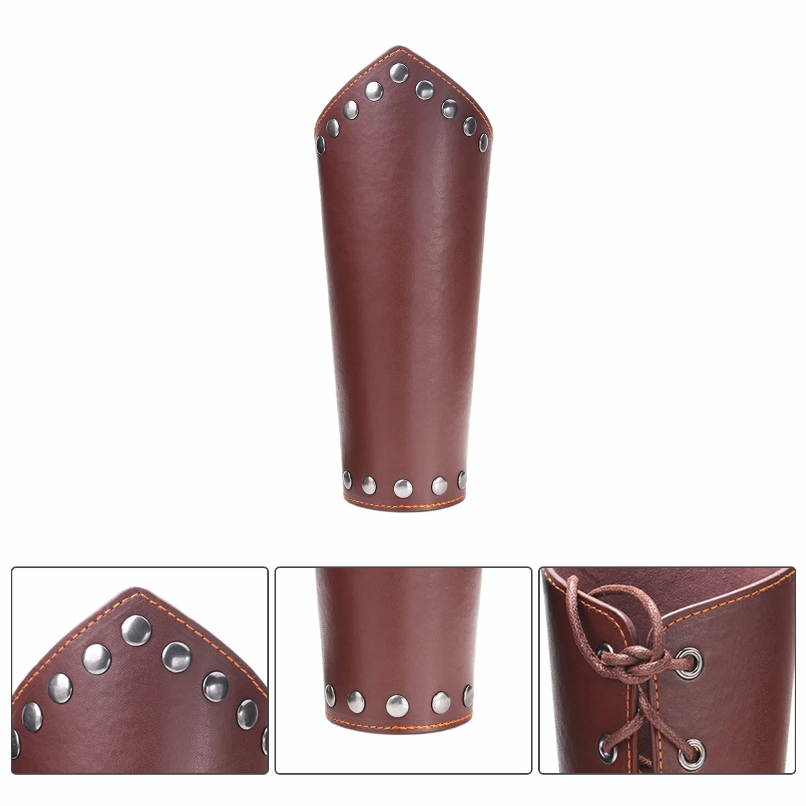 GORGECRAFT Cuir Gauntlet Bracelet Médiéval Armure Brassards Viking Poignet Gardes Bras Garde Tir à L'Arc Boucle Brassards Unisexe Cuir Poignets Brassard Bijoux Costume Kit Marron
