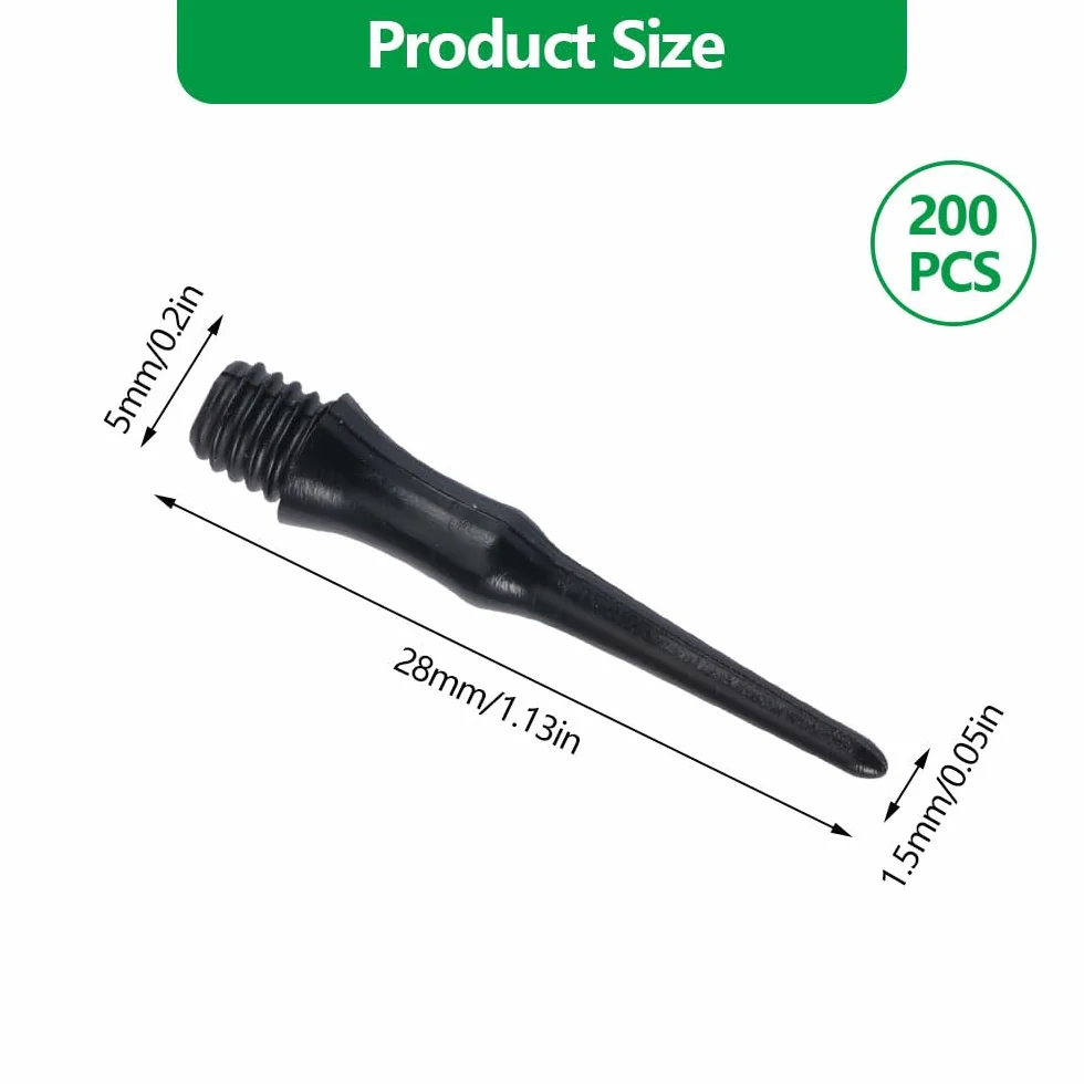 200 Pièces Pointe Plastique 2ba Remplacer Flechette Pointes de Fléchettes en Plastique Souple