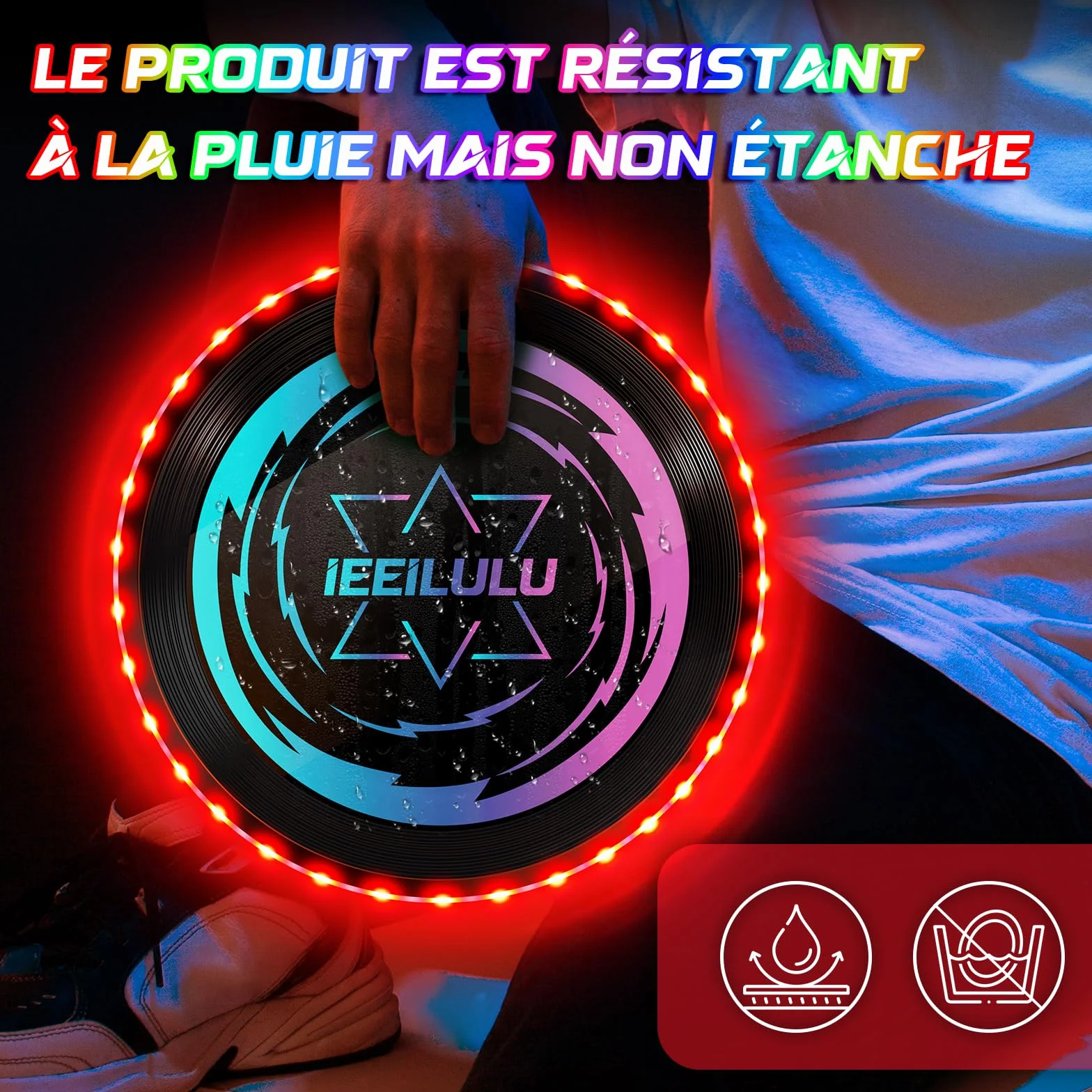 Disque Volant Lumineux LED 49 Lumières, Ultimate Frisbee Réutilisable pour Adultes Enfants Plage Pelouse