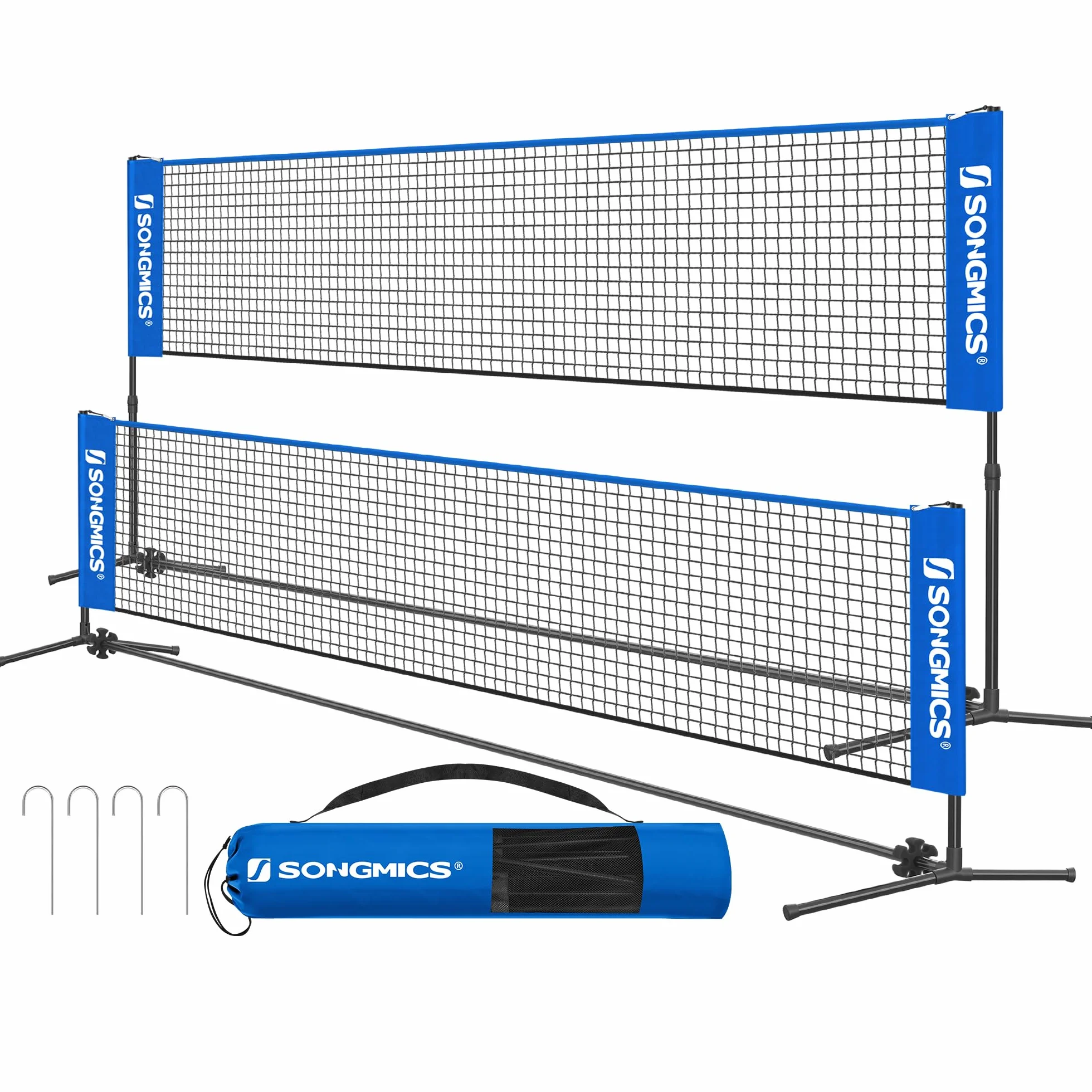 SONGMICS Filet de Badminton 3 m, Hauteur réglable, Ensemble Portable pour Volley-Ball