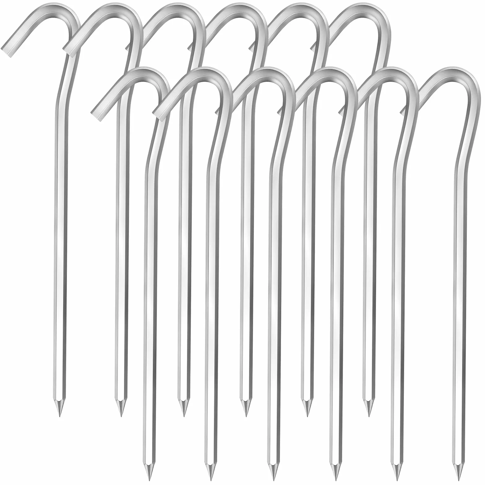 Lot de 12 Piquets de Tente 18 cm en Alliage d'Aluminium pour Camping Extérieur
