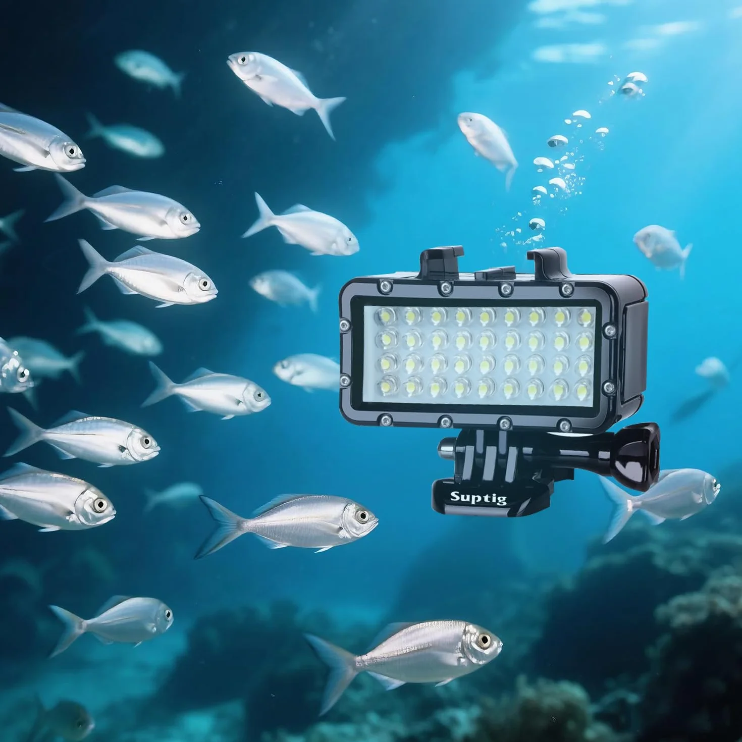 Suptig Phares de plongée sous-marins DEL étanches 45 mètres Compatible Gopro Hero 13/12/11/10/9/8/7/6/5/4/3/3+ Akaso Dji