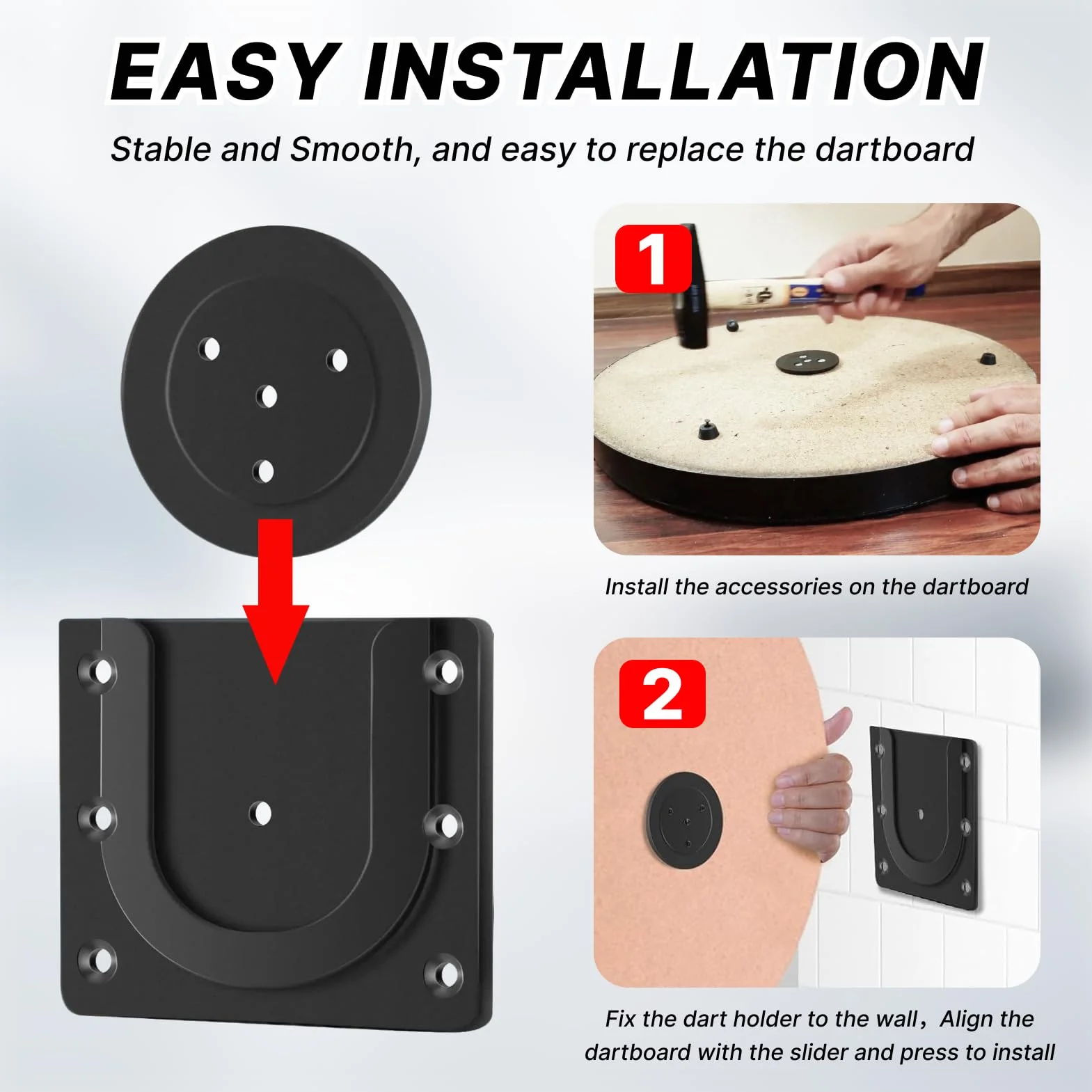 Support Pratique pour Cibles de Fléchettes – Ensemble Robuste pour Darts à Tige Acier avec Matériel de Montage