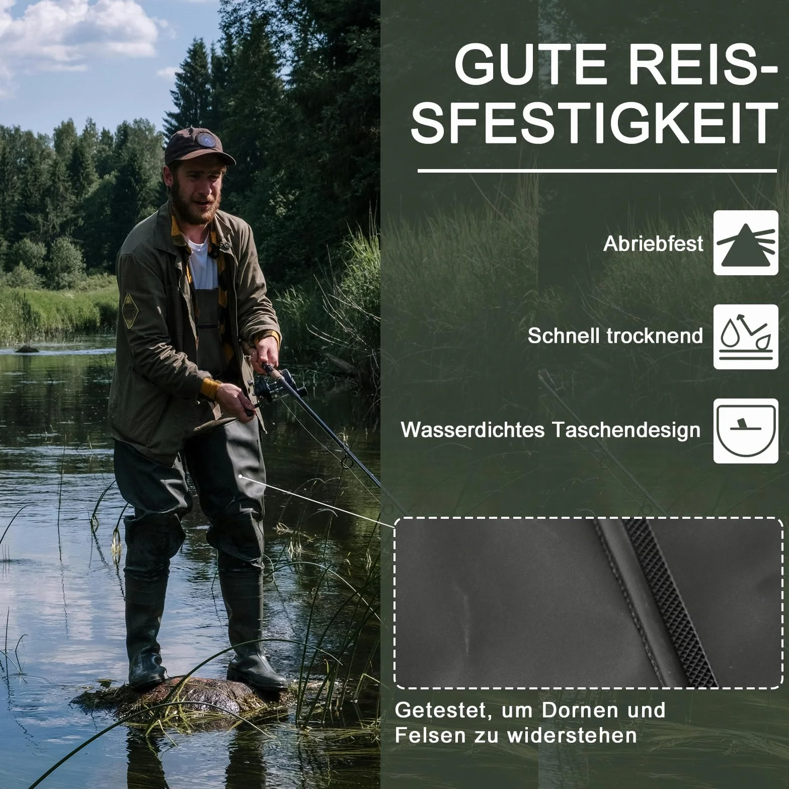 YOOHBERRYS Waders Pêche Homme avec Poche Poitrine et Bottes 42-46 Antidérapants