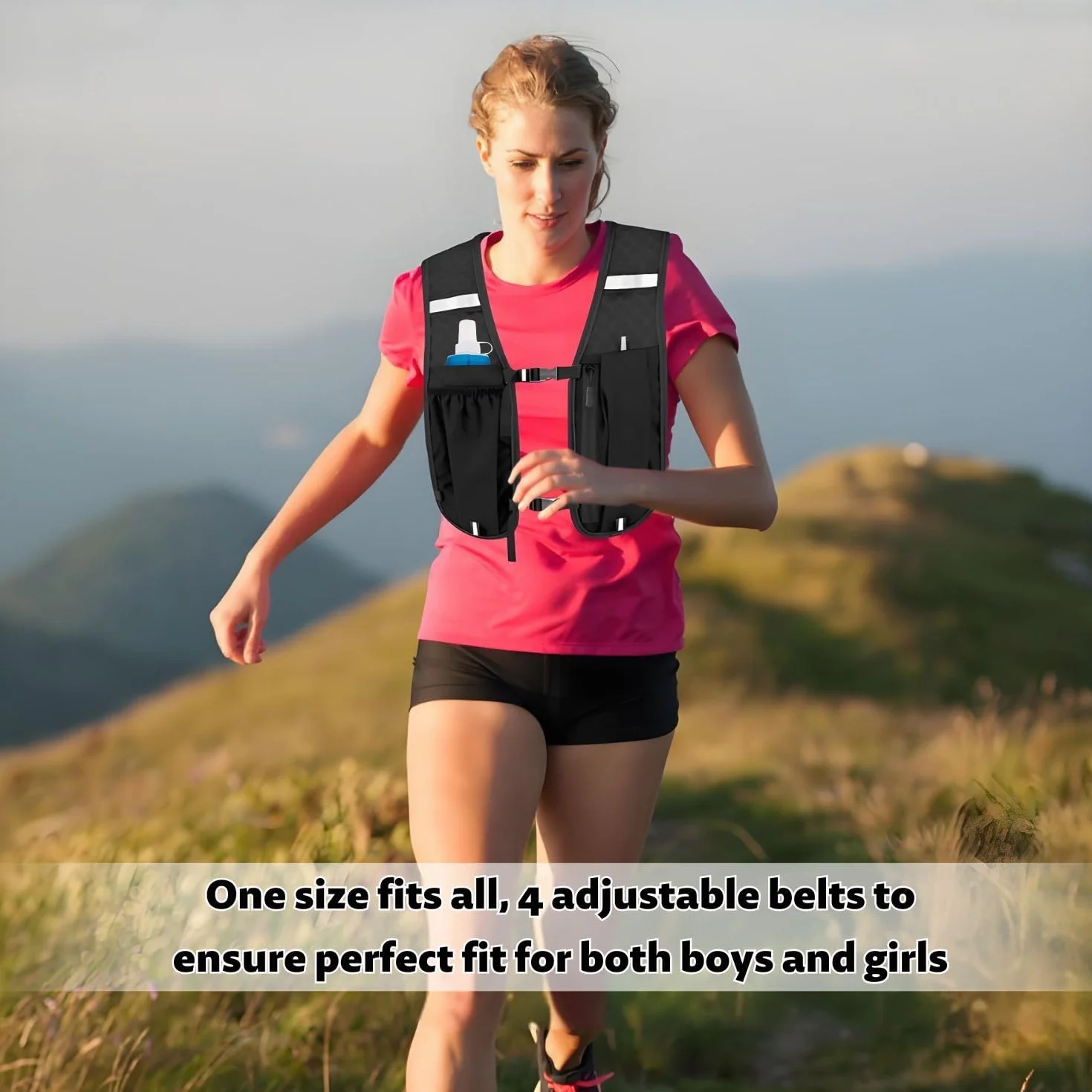 Gilet de course homme femme hydratation 500ml réfléchissant support téléphone portable randonnée cyclisme