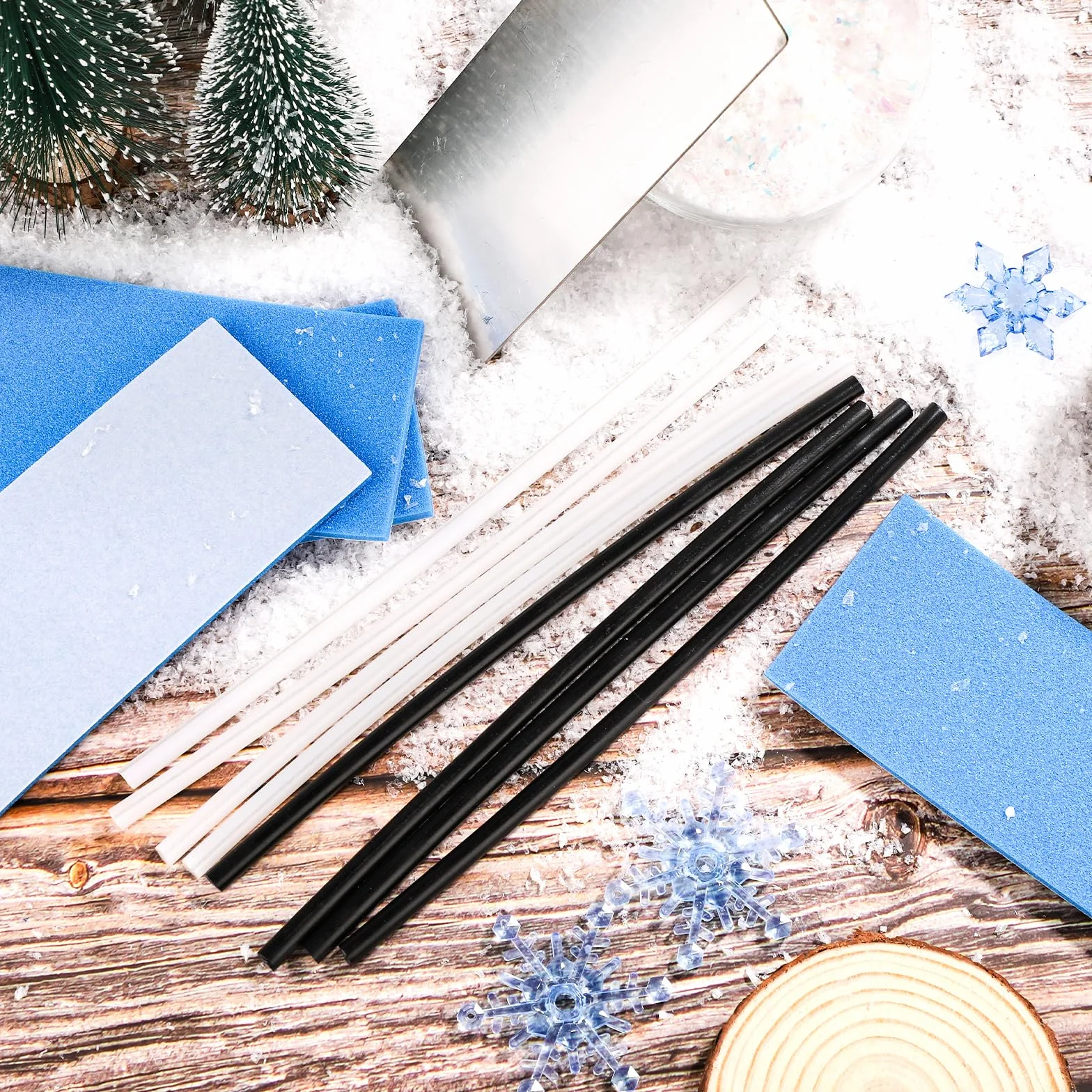 Kit de Réparation de Snowboard 8 pièces, Outils d'Entretien de Ski 6mm avec Papier de Verre 4 Structures 1 Grattoir, Noir et Blanc