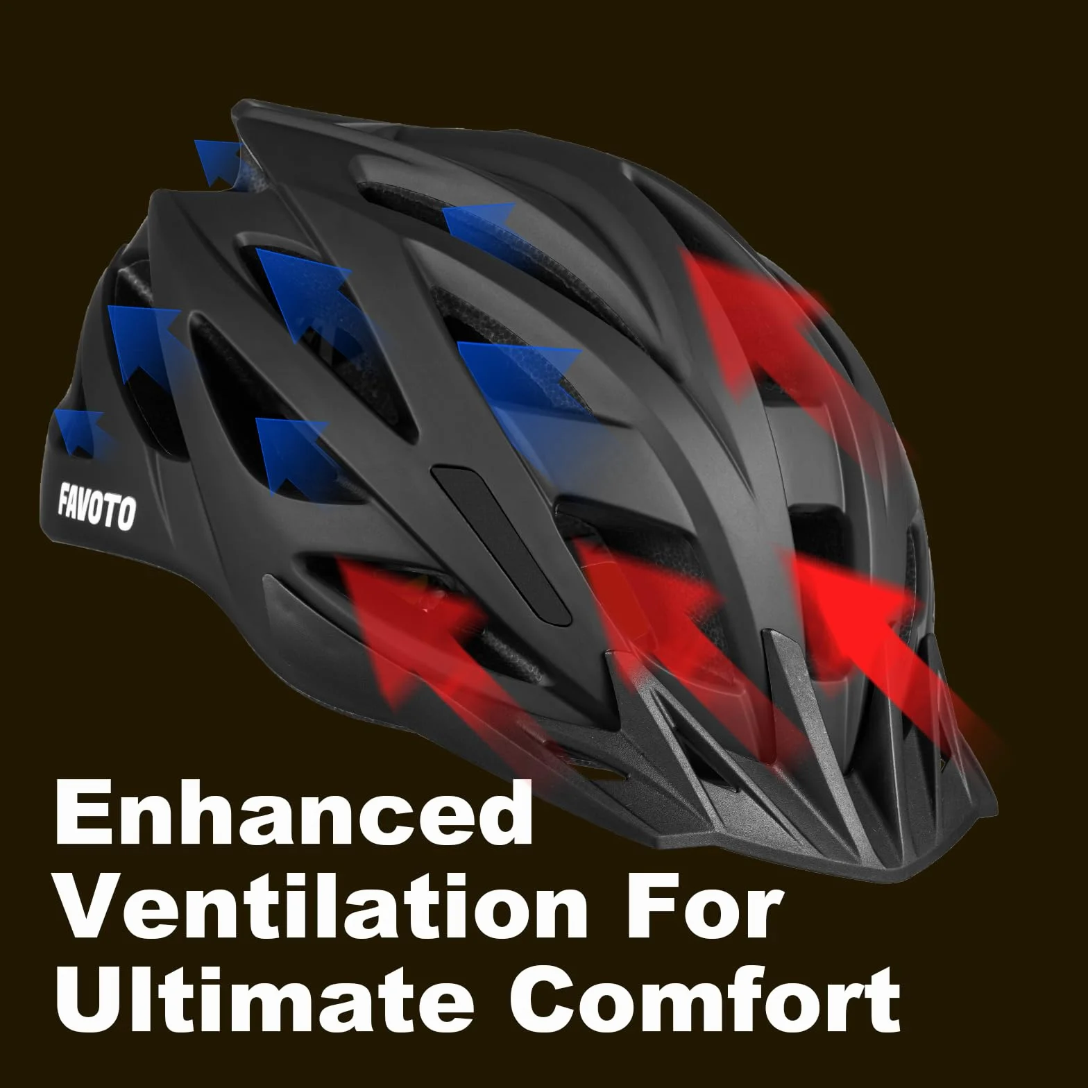 Favoto Casque Vélo Adulte Léger Respirant Homme Femme Route VTT Anti-Choc Taille Réglable L 59-61cm Noir