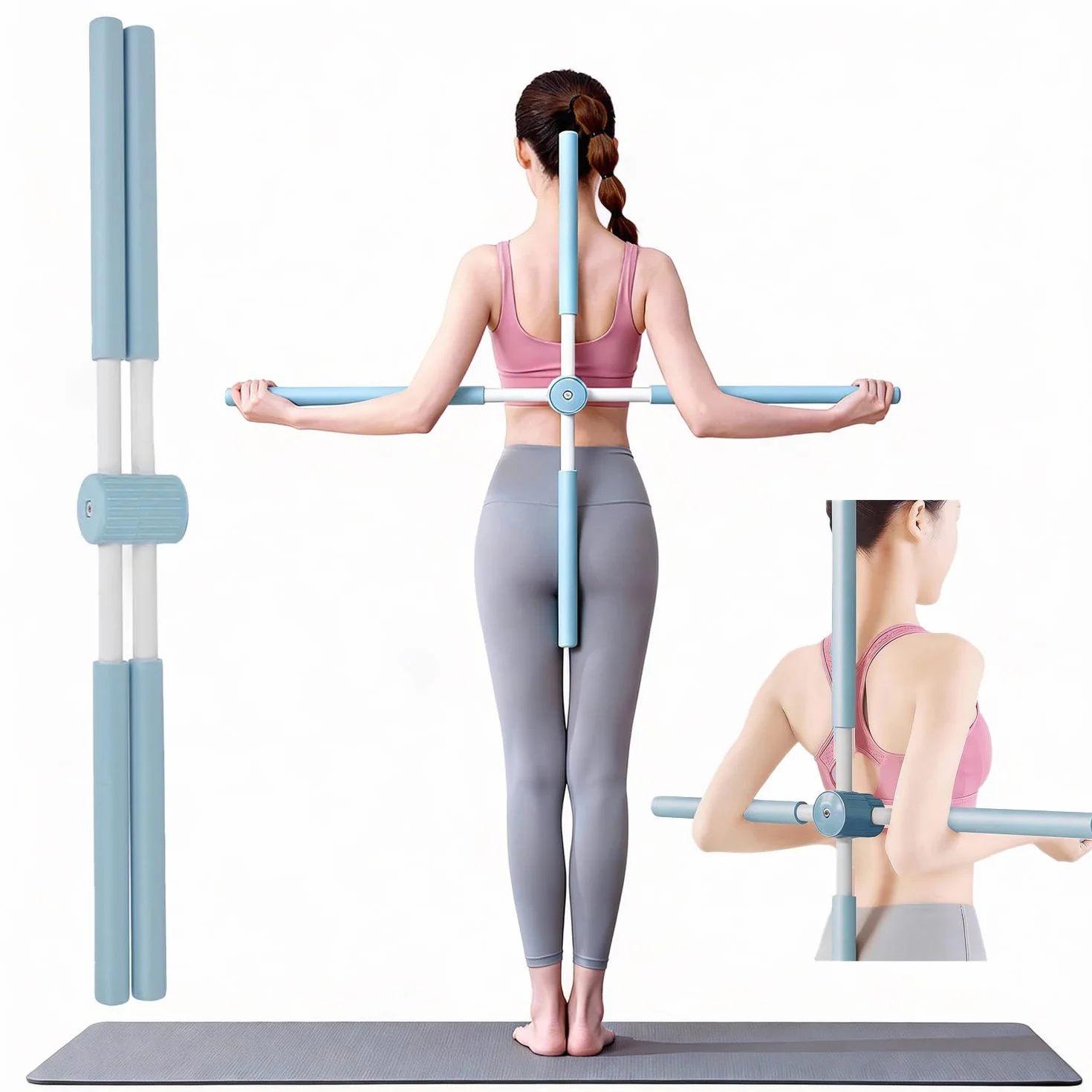 Bâtons de Correction de Posture de Yoga, Bâton de Pilates Rétractable pour Adultes et Enfants