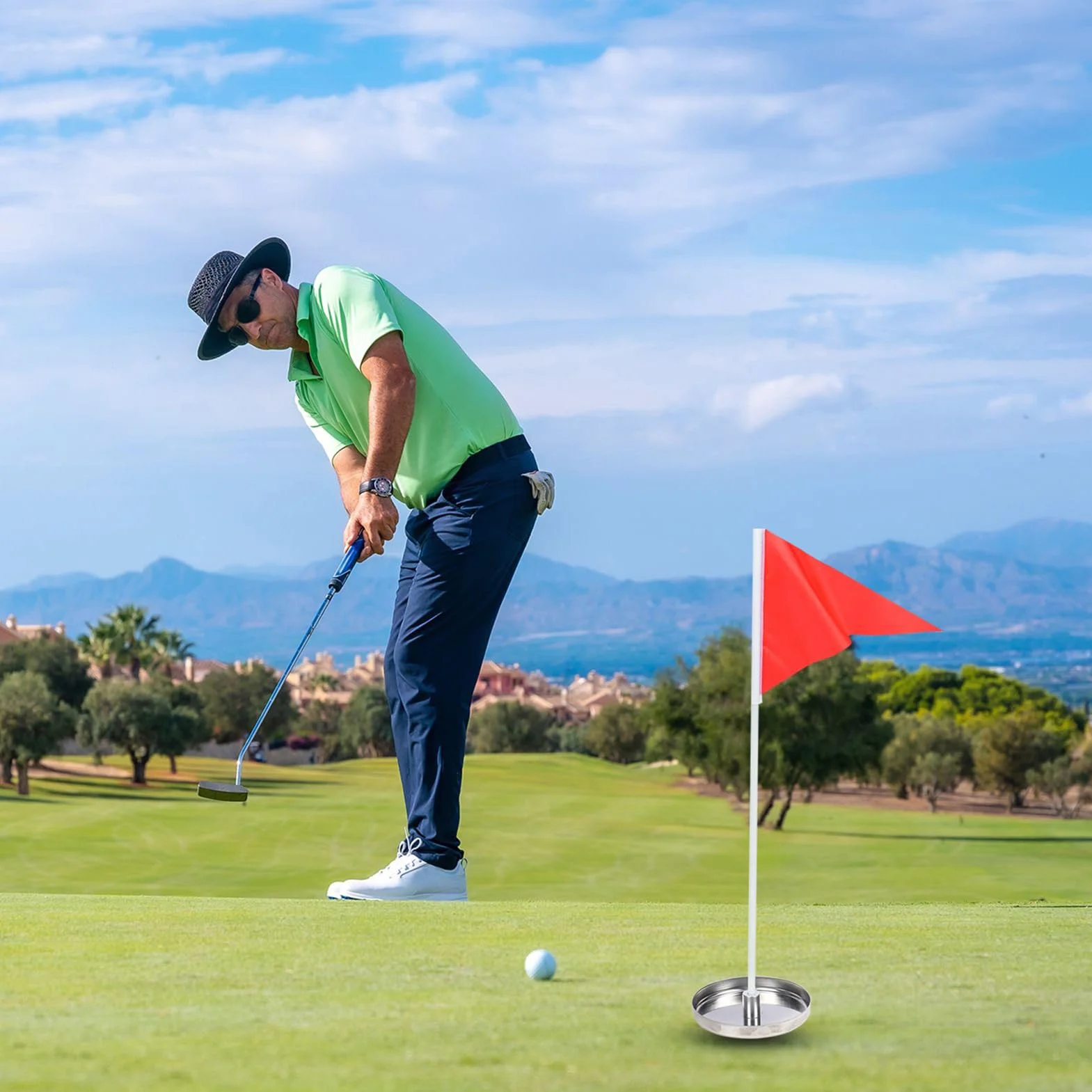 Trous et Drapeaux pour le Green, Aide d'Entraînement au Putting Intérieur Extérieur Jardin
