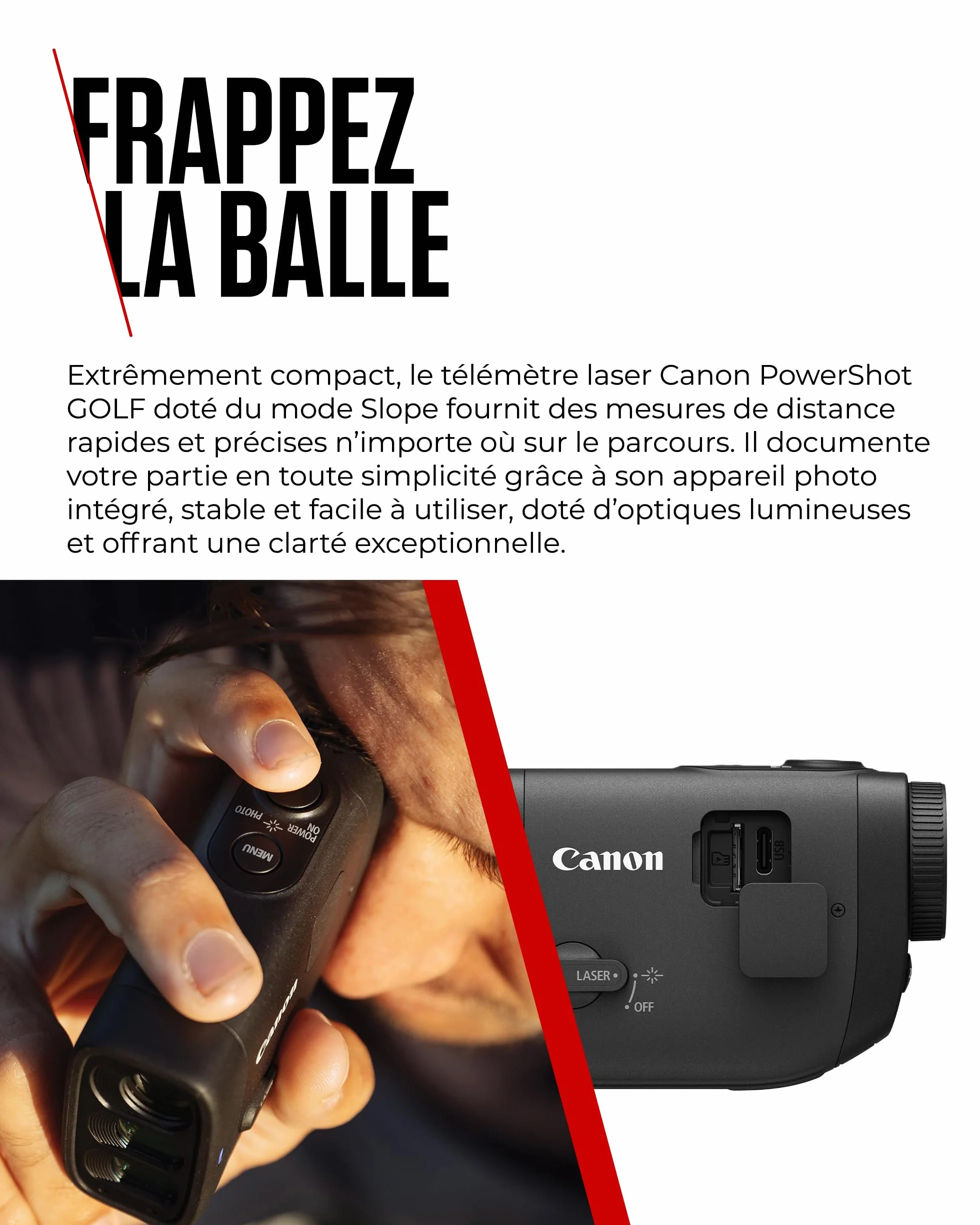 Canon PowerShot Golf Télémètre Laser Mesure de Distance 800 Yards Zoom Optique x6 Stabilisation