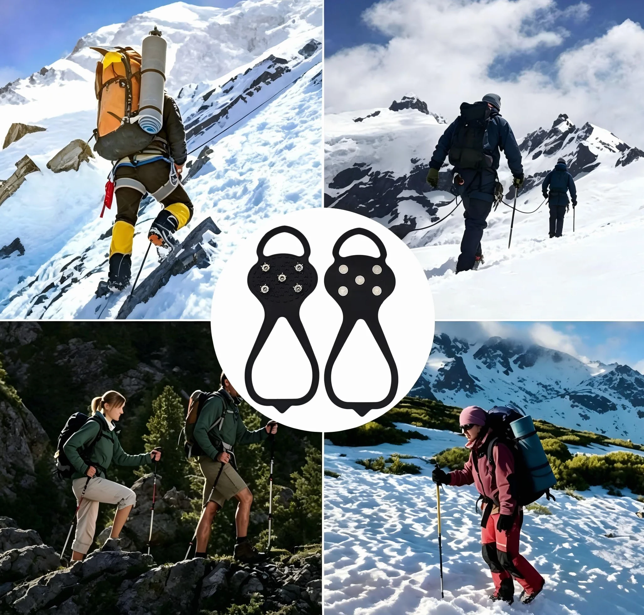 Crampons Neige Chaussures Randonnée Pointes Acier Inoxydable Protection Facile Enfiler Sports Hiver Extérieur