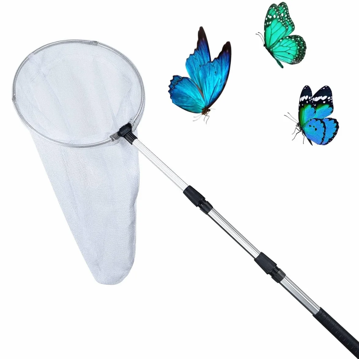 Filet télescopique pour insectes et papillons, capture d'insectes, anneau 28 cm, manche extensible 93 cm