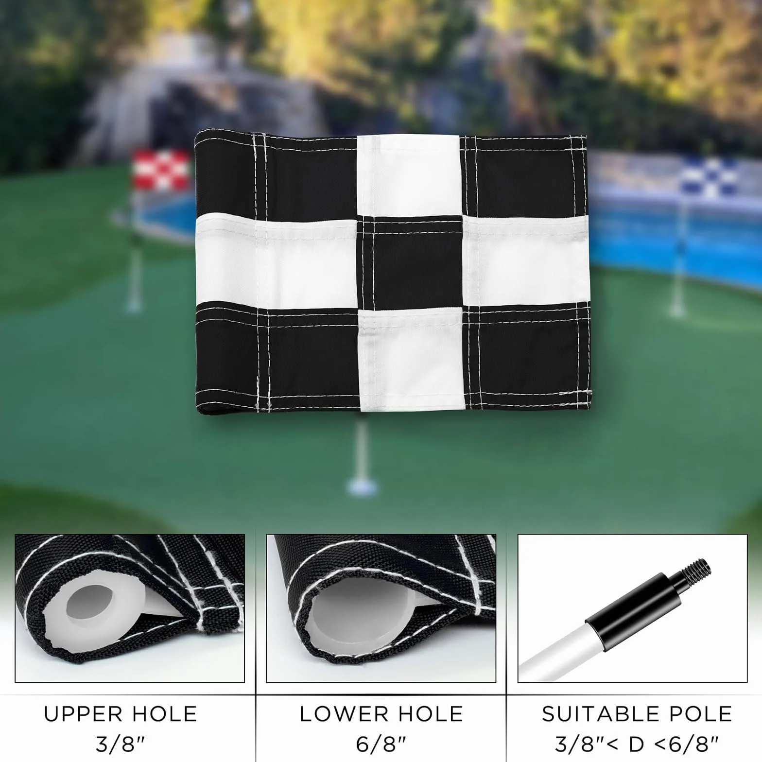 Drapeaux verts de golf résistants aux déchirures - Haute visibilité - Drapeau de golf pour débutants