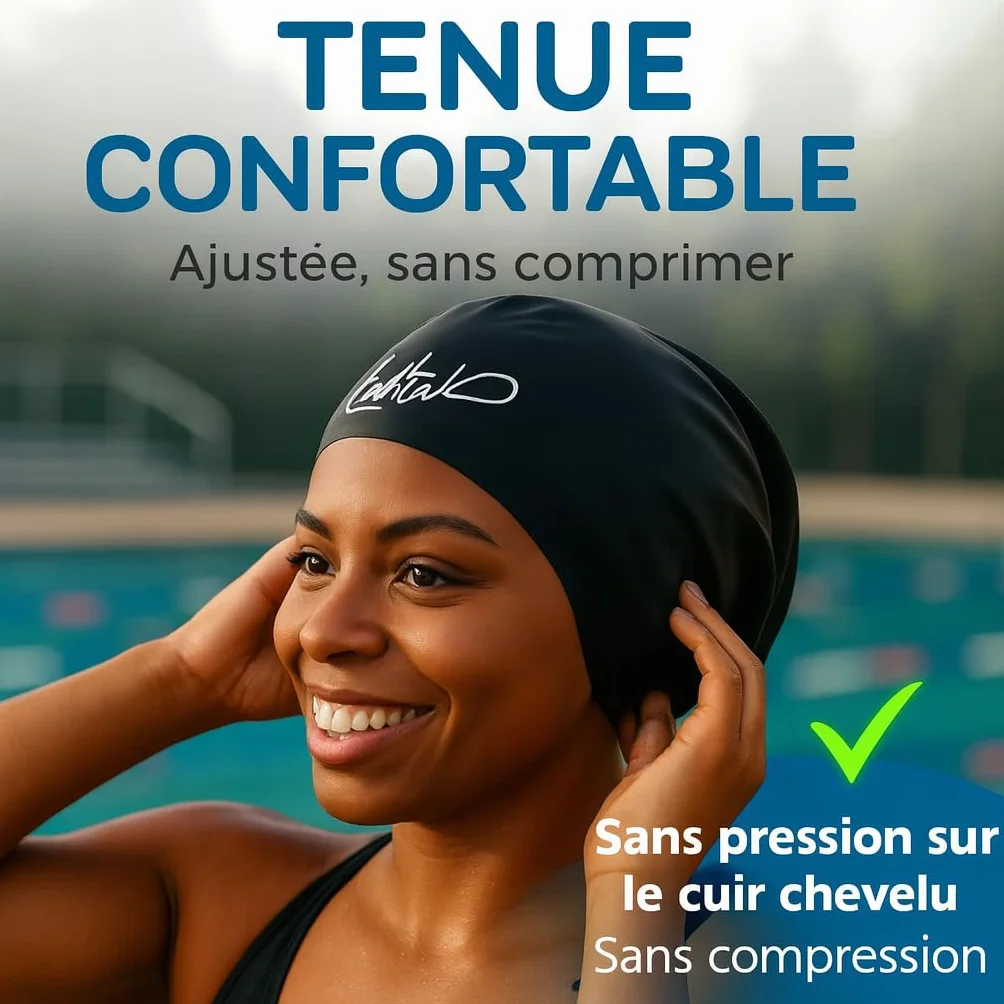 Bonnet de Bain Silicone Imperméable Extra-Large pour Cheveux Longs, Natation Femmes Hommes Dreadlocks