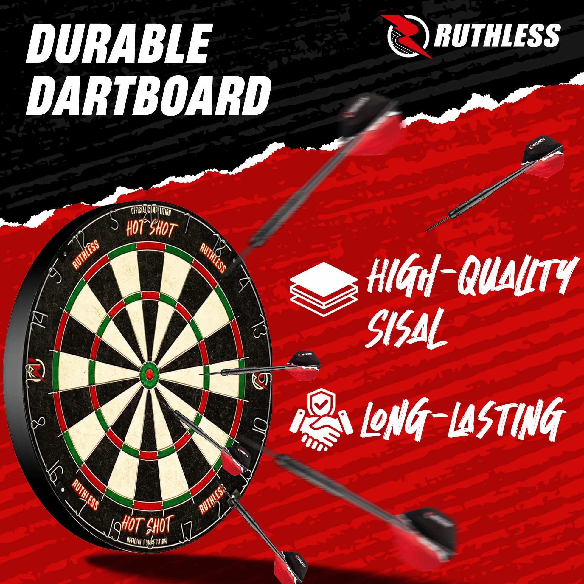 Cible de fléchettes avec armoire Ruthless Home Darts Centre CAB518 2 jeux de fléchettes