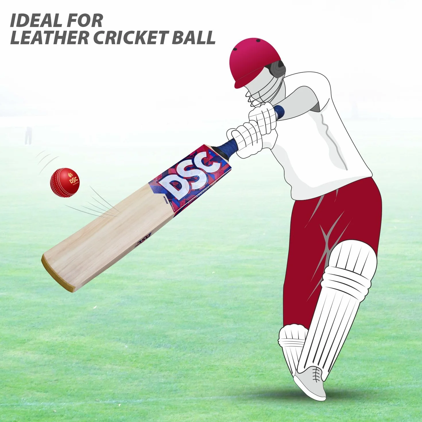 DSC Intense Force Cricket Bat Kashmir Willow Wood Lightweight for Men Boys Intermediate Leather Ball