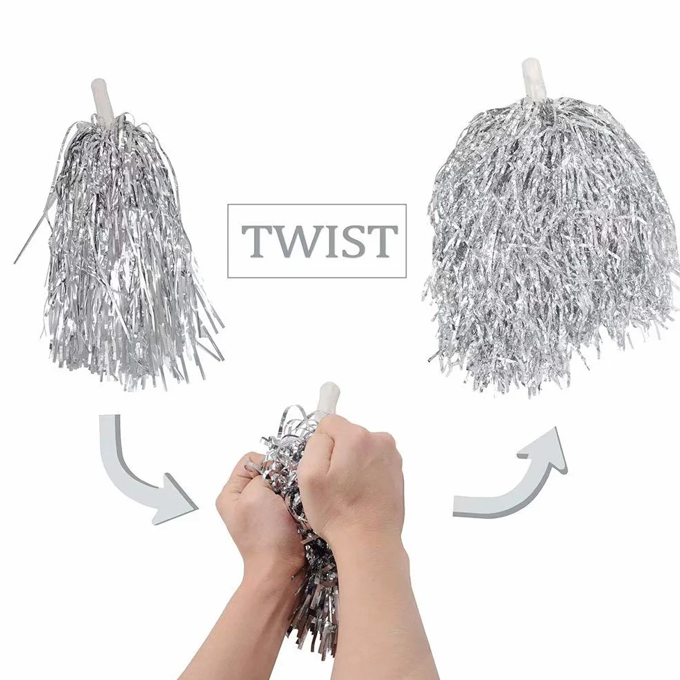CRIVERS 12pc Cheerleading Pompons avec Poignée pour Danse Déguisements Fête Sports