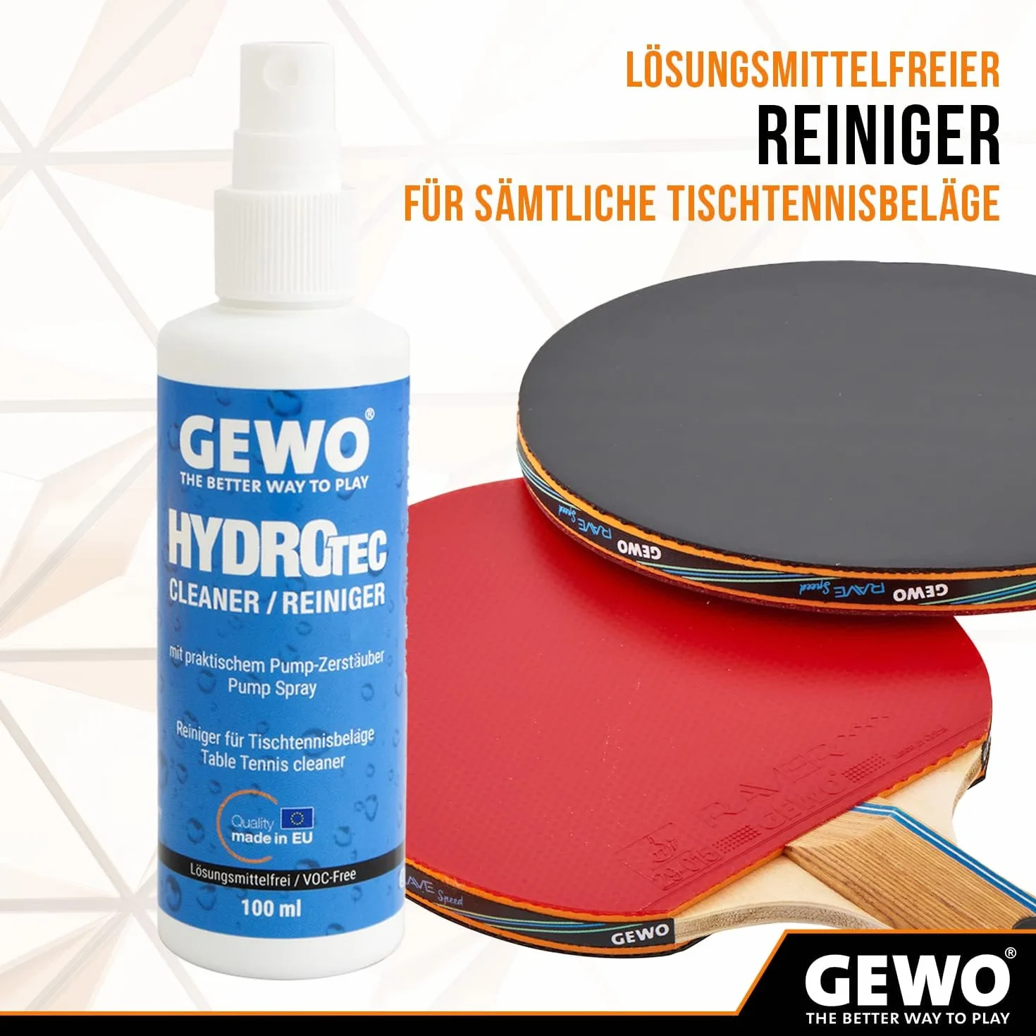 Gewo HydroTec Kit de Nettoyage Tennis de Table 100 ML Spray Grip éponge absorbante