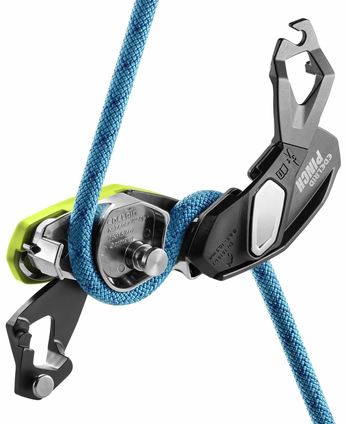 EDELRID Dispositif de sécurité Pinch avec freinage anti-panique et fixation directe