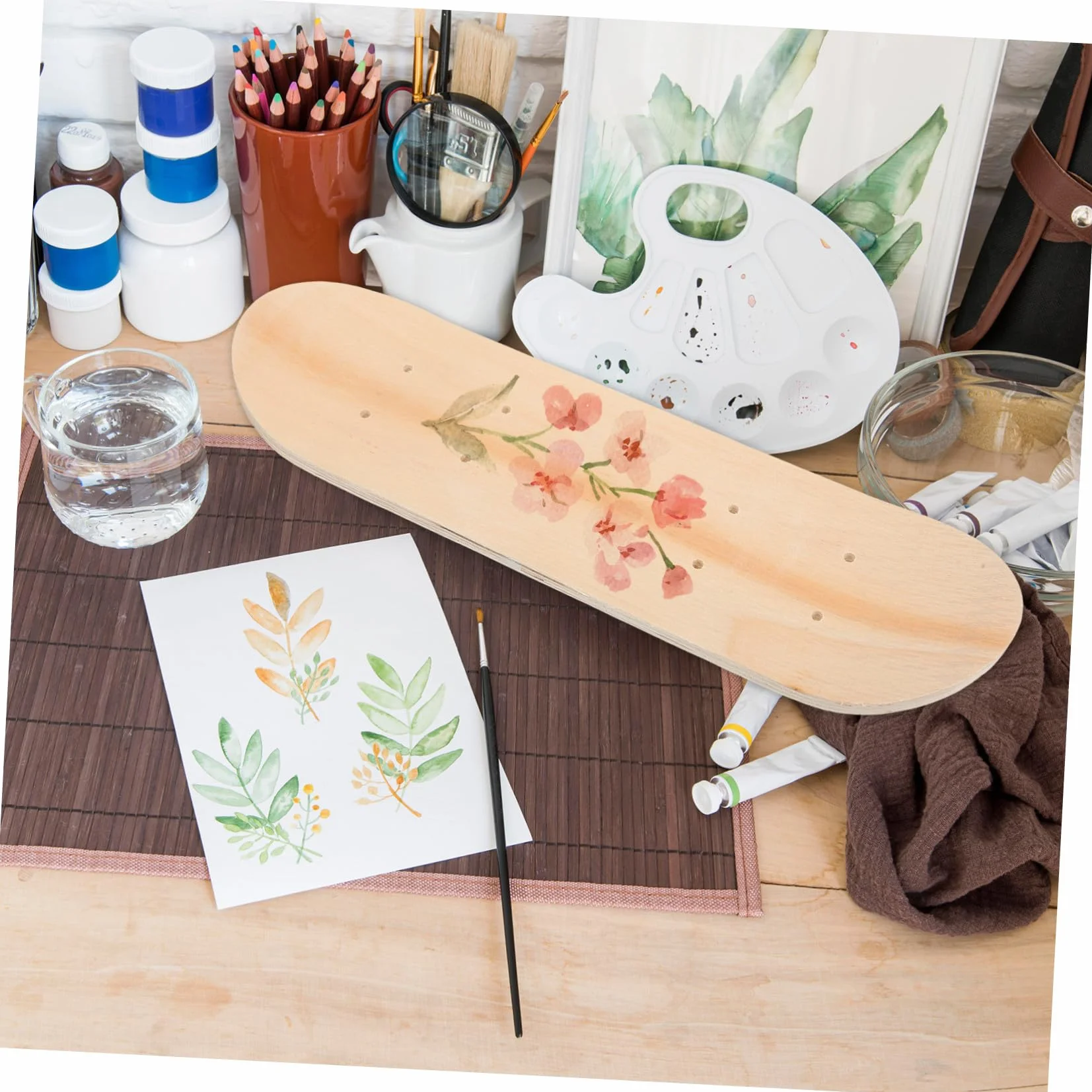 Planche de Skate Vierge 43 Pouces 7 Couches d'Érable Double Face pour Enfant DIY
