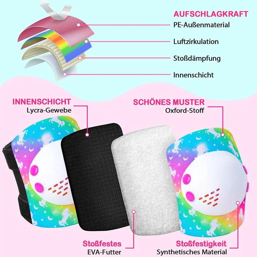 Kit Protection Roller Enfant Fille Genouillère Coude Poignet Ajustable Skateboard