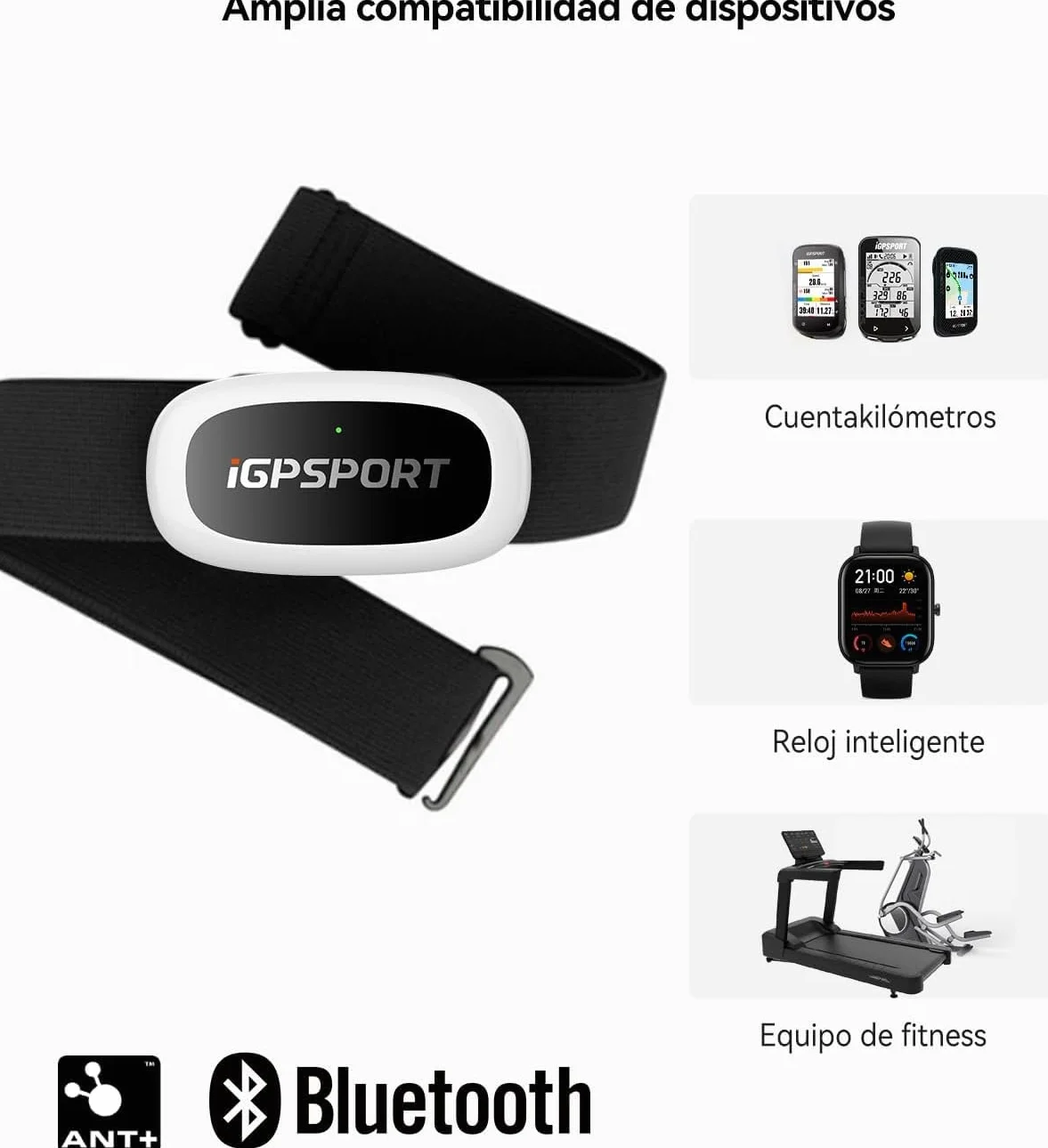 IGPSPORT HR40 Moniteur de Fréquence Cardiaque Bluetooth Ant+ Sangle de Poitrine pour Course à Pied Cyclisme Gym Compatible Garmin Polar Wahoo
