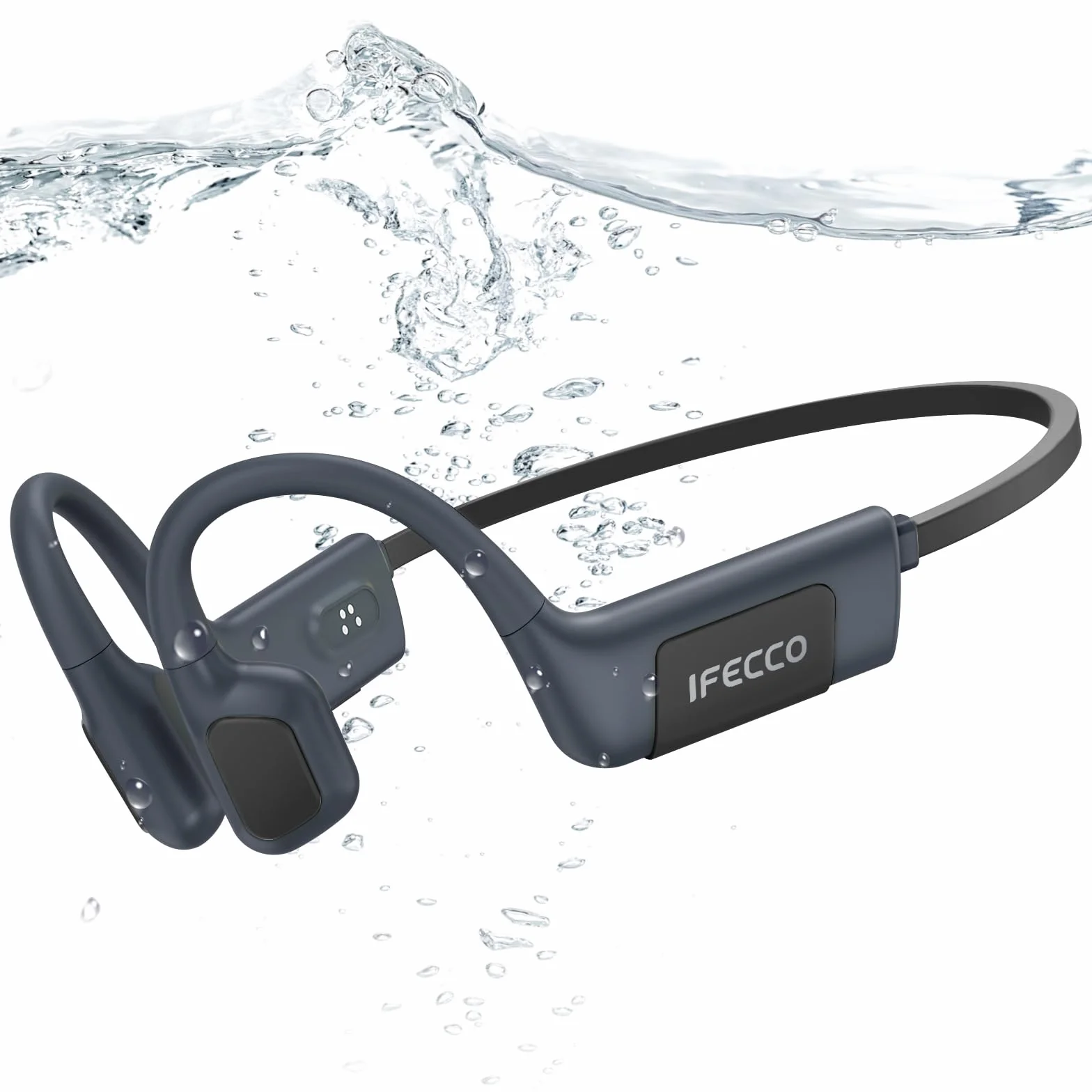 IFECCO Casque Conduction Osseuse Natation IP68 Bluetooth 5.4 Oreille Ouverte avec Micro Lecteur MP3 32 Go