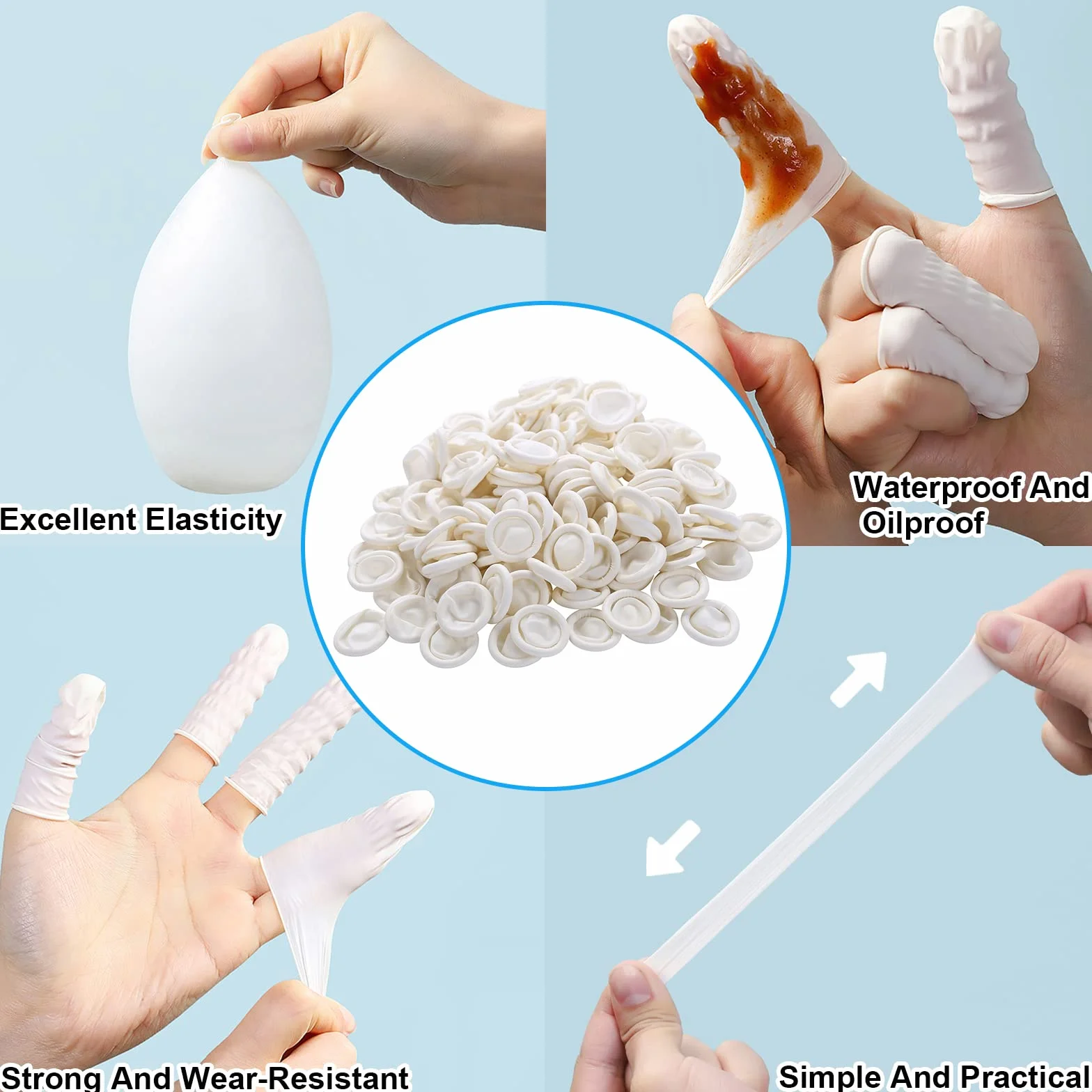 Doigtiers Latex Silicone Caoutchouc Anti-Statique Protection Doigts 100 PCS
