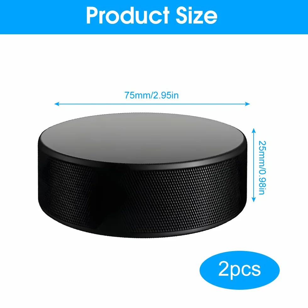 Pucks de Hockey de Pratique 75 mm x 25 mm en Caoutchouc pour Entraînement Intérieur et Extérieur