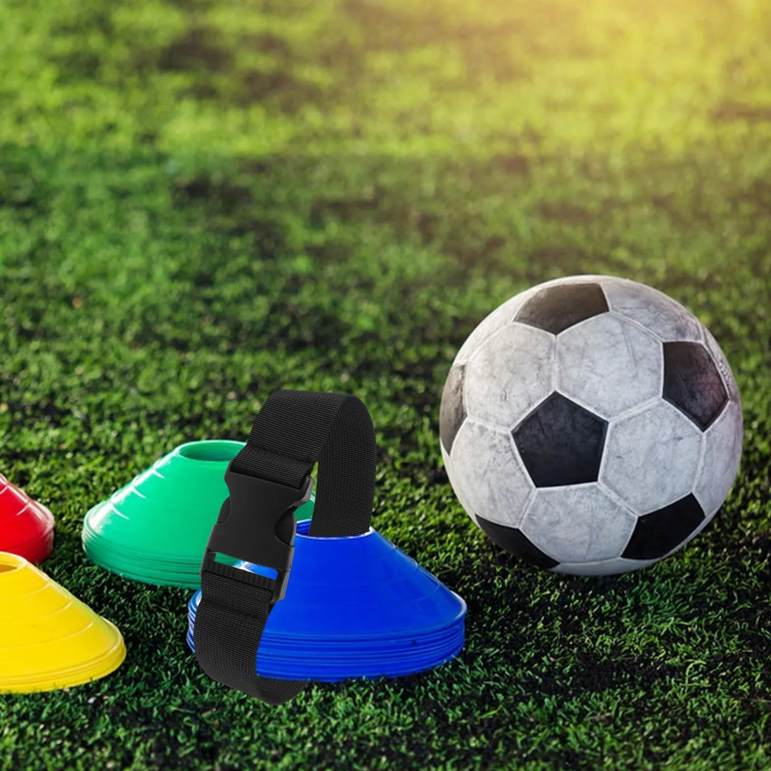 LALAFINA 4 Pièces Sangle de Transport Réglable en Nylon pour Cônes de Football et Basketball