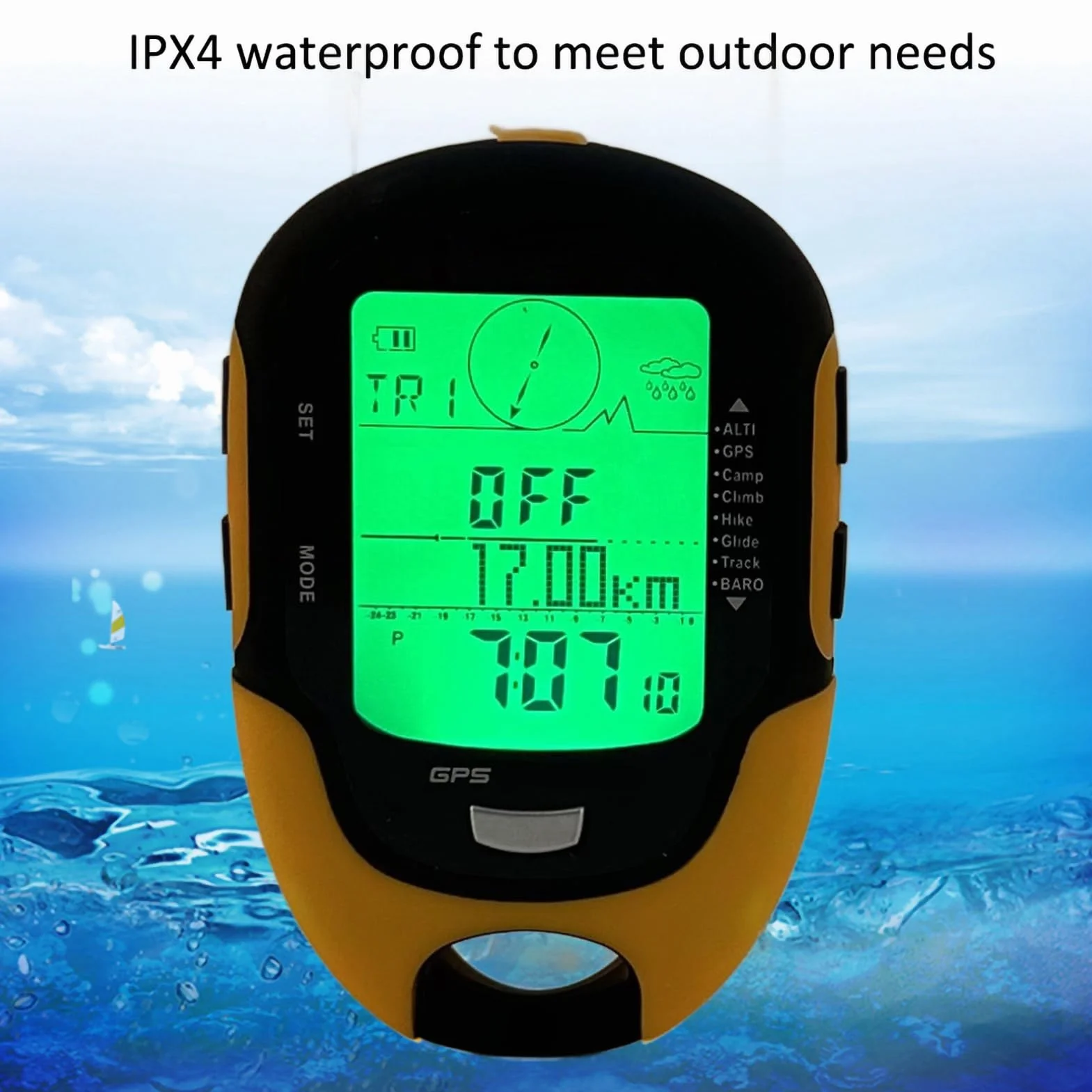 Dilwe Altimètre Numérique FR510 ABS IPX4 LCD Boussole GPS Thermomètre Baromètre Testeur de Pression