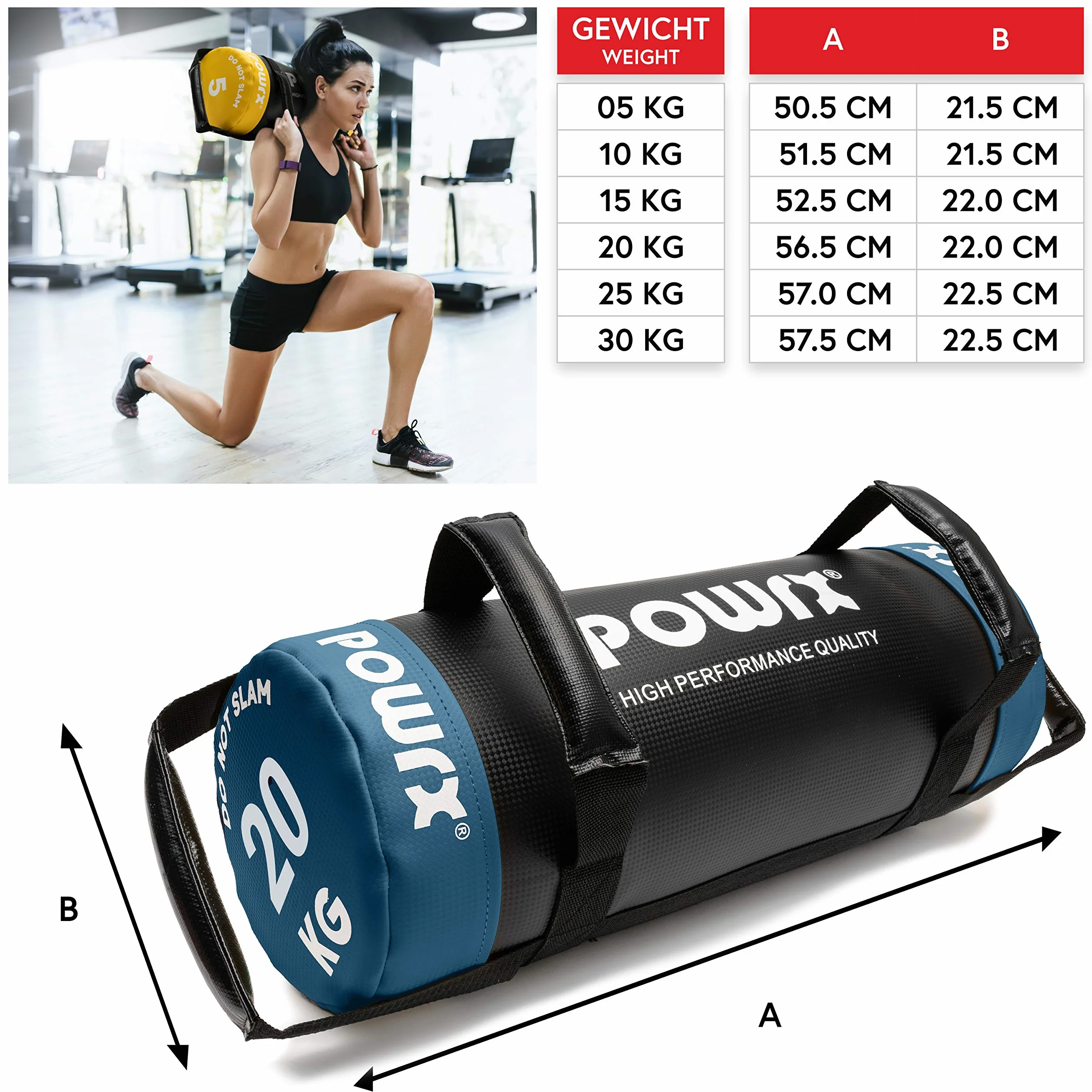 POWRX Sac de Fitness en Cuir Synthétique 5-30 kg pour Entraînement Fonctionnel