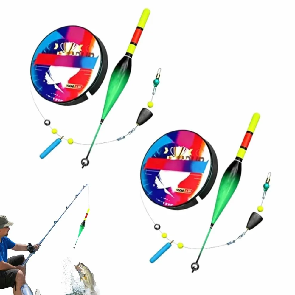 Ensemble de Ligne de pêche Automatique à Recherche de Fond 100m Pre-Tied Automatic Bobber Fishing Line Set