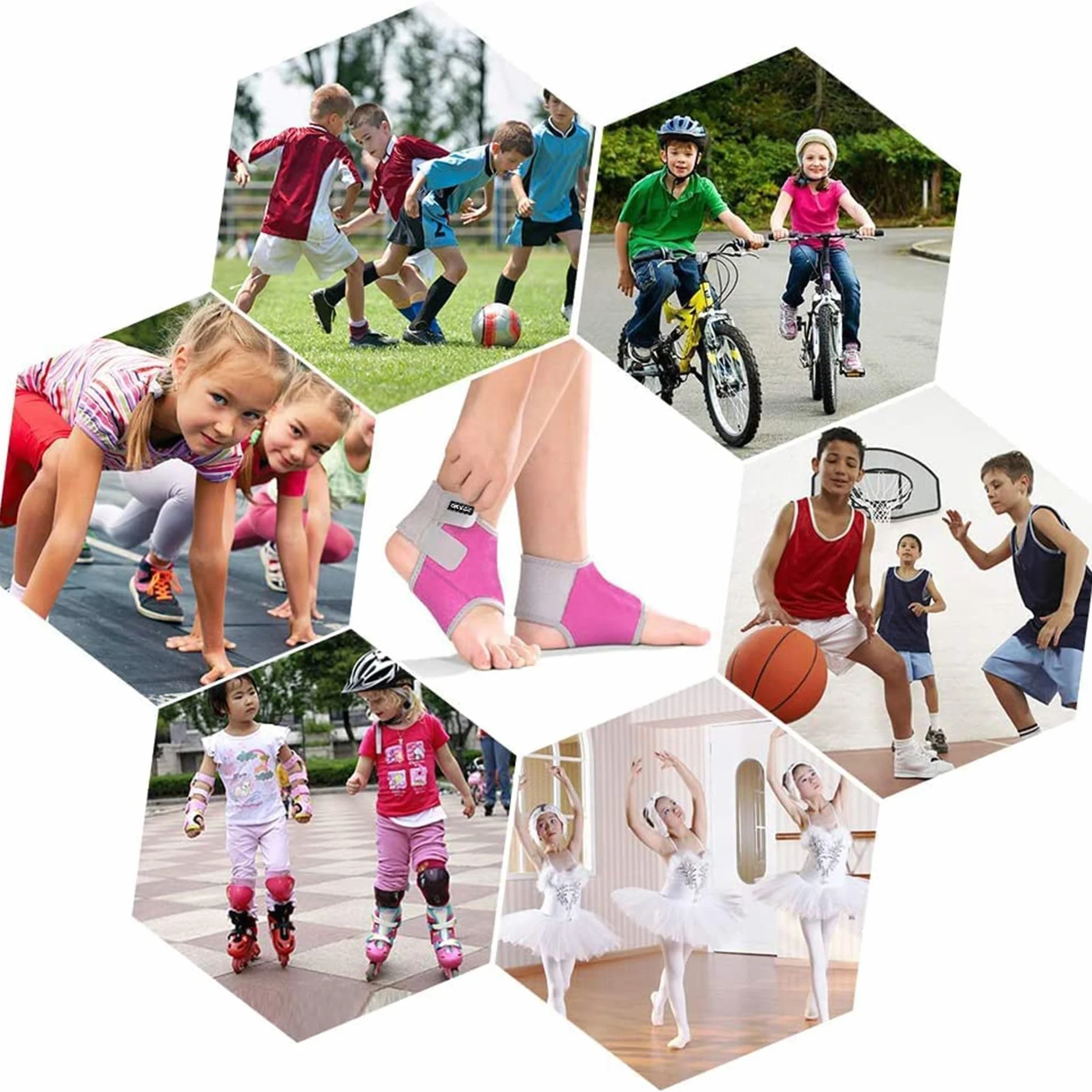 Attelle de Cheville Enfants 1 Paire Ajustable Élastique pour Football Basketball Course