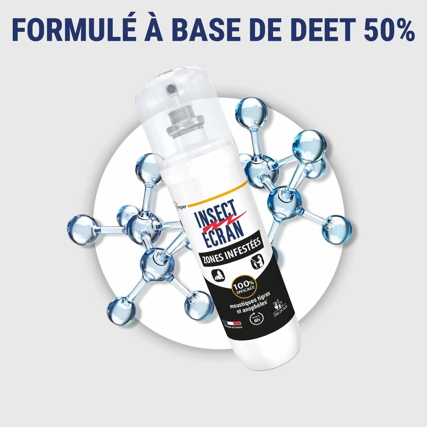 Spray répulsif anti-moustiques INSECT ECRAN 100 ml Protection 8h