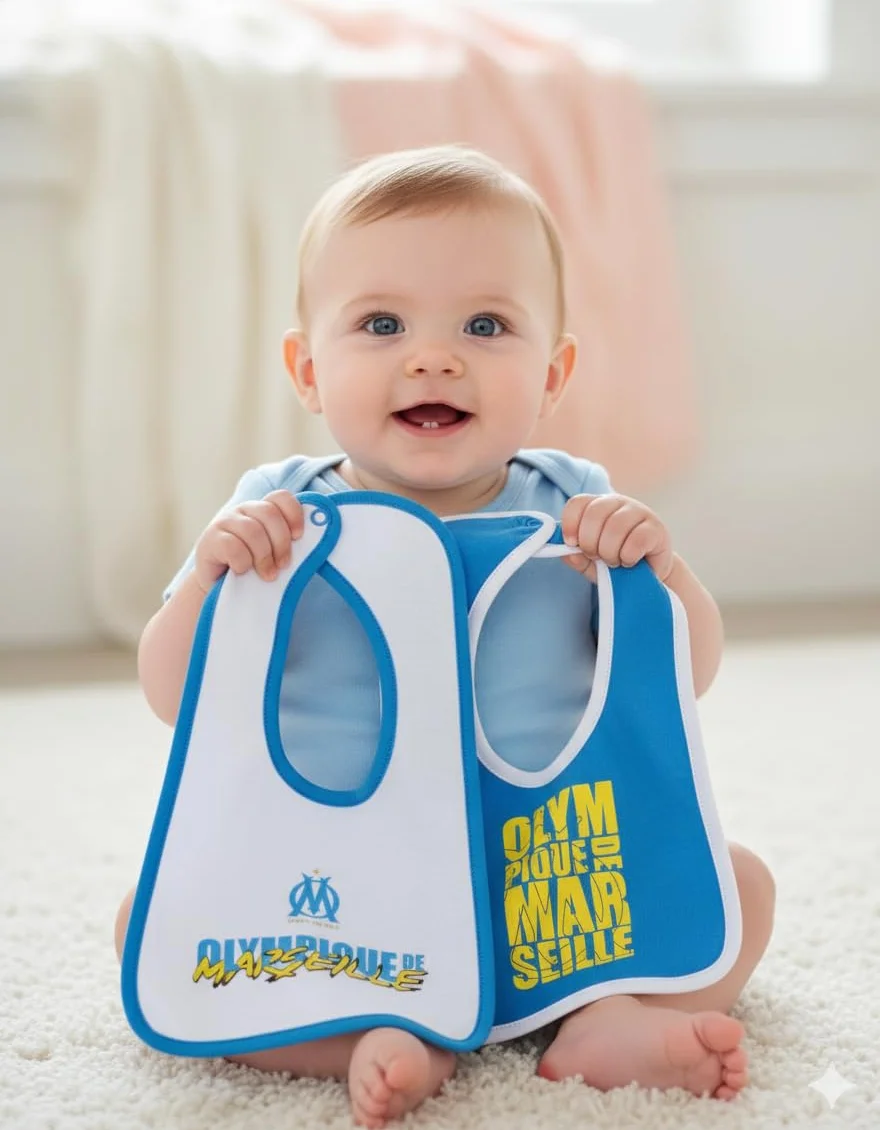 Bavoir bébé garçon OLYMPIQUE DE MARSEILLE OM - Collection officielle