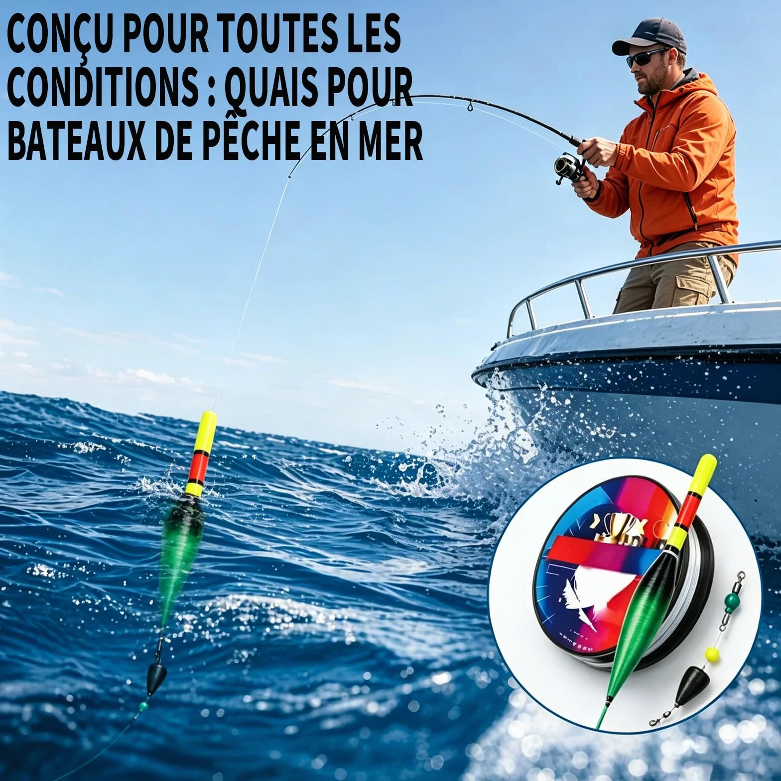 Ligne de Pêche Automatique 120m avec Flotteur à Changement de Couleur Haute Sensibilité
