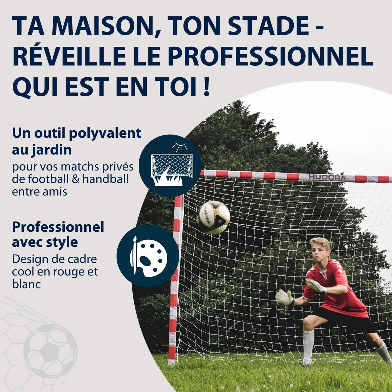 HUDORA But de Football Allround 300 - But Stable & résistant pour Enfants & Adultes - Dimensions typiques d'un But de Handball