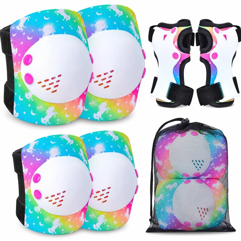Kit Protection Roller Enfant Fille Genouillère Coude Poignet Ajustable Skateboard