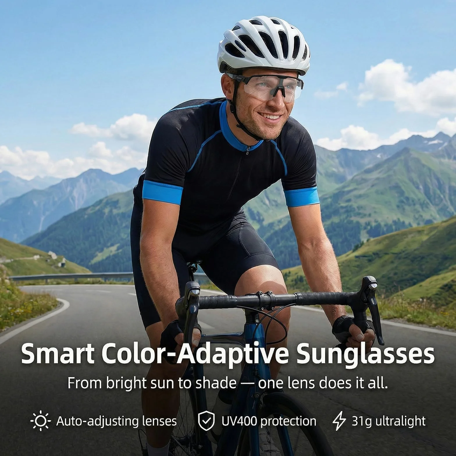 Lunette de Cyclisme Photochromique UV400 Homme Femme pour Sport Outdoor
