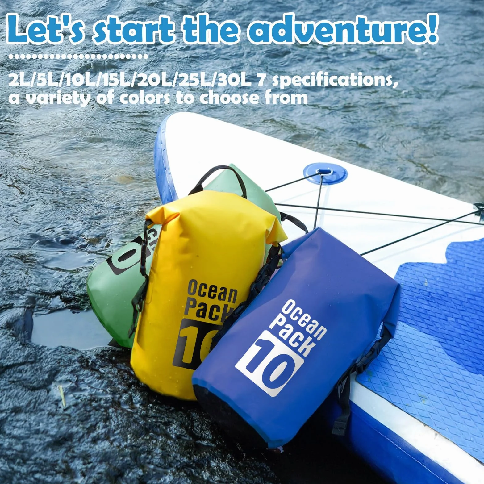 15L Sac étanche Polyvalent Vert Sauge, Waterproof Dry Bag avec Bandoulière Réglable pour Bateau Kayak Camping
