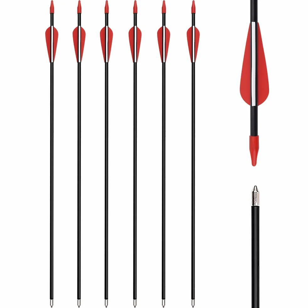 Flèches en Fibre de Verre 28-32 Pouces pour Enfants Arc de Sport Tir à l'Arc Jeu de Flèches