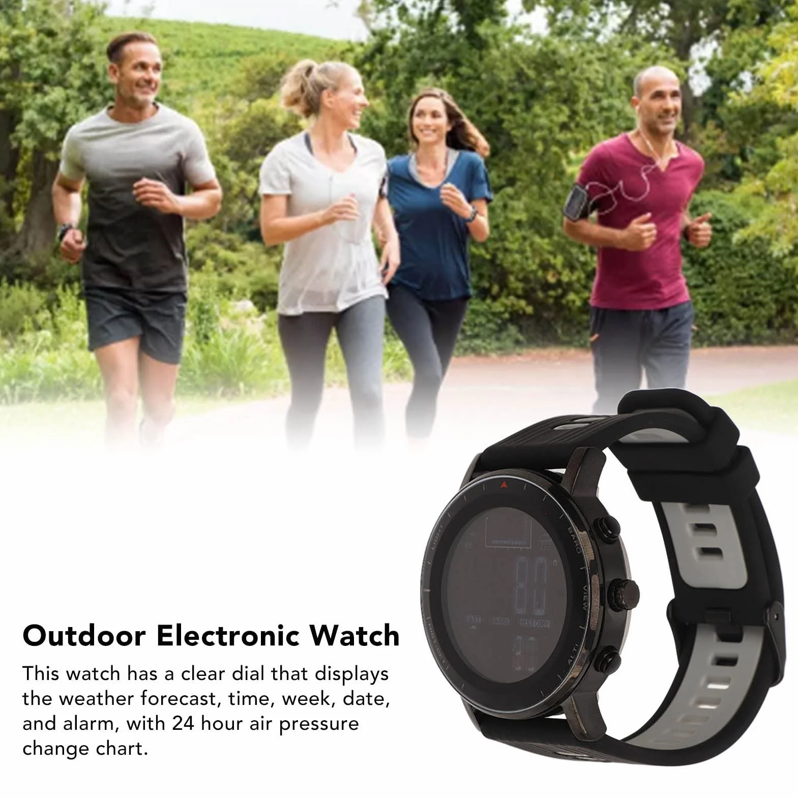 Fockety Montre de Sport Numérique Étanche avec Altimètre, Baromètre et Thermomètre pour Hommes et Femmes