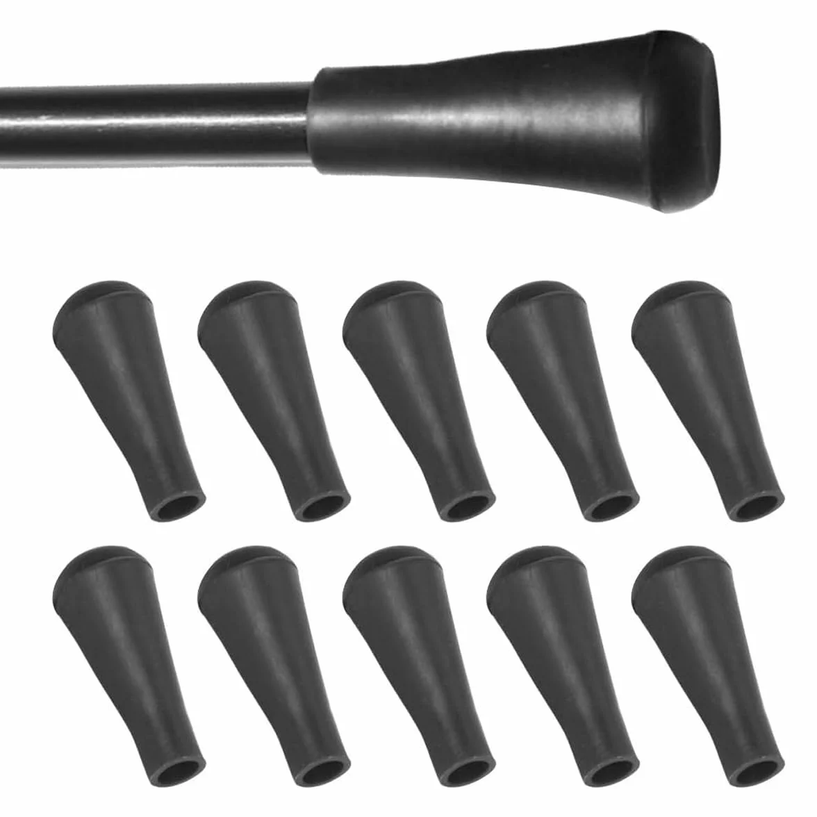 Pointes de flèche en caoutchouc de rechange 8 mm pour flèches en fibre de verre et carbone - Lot de 10 noir