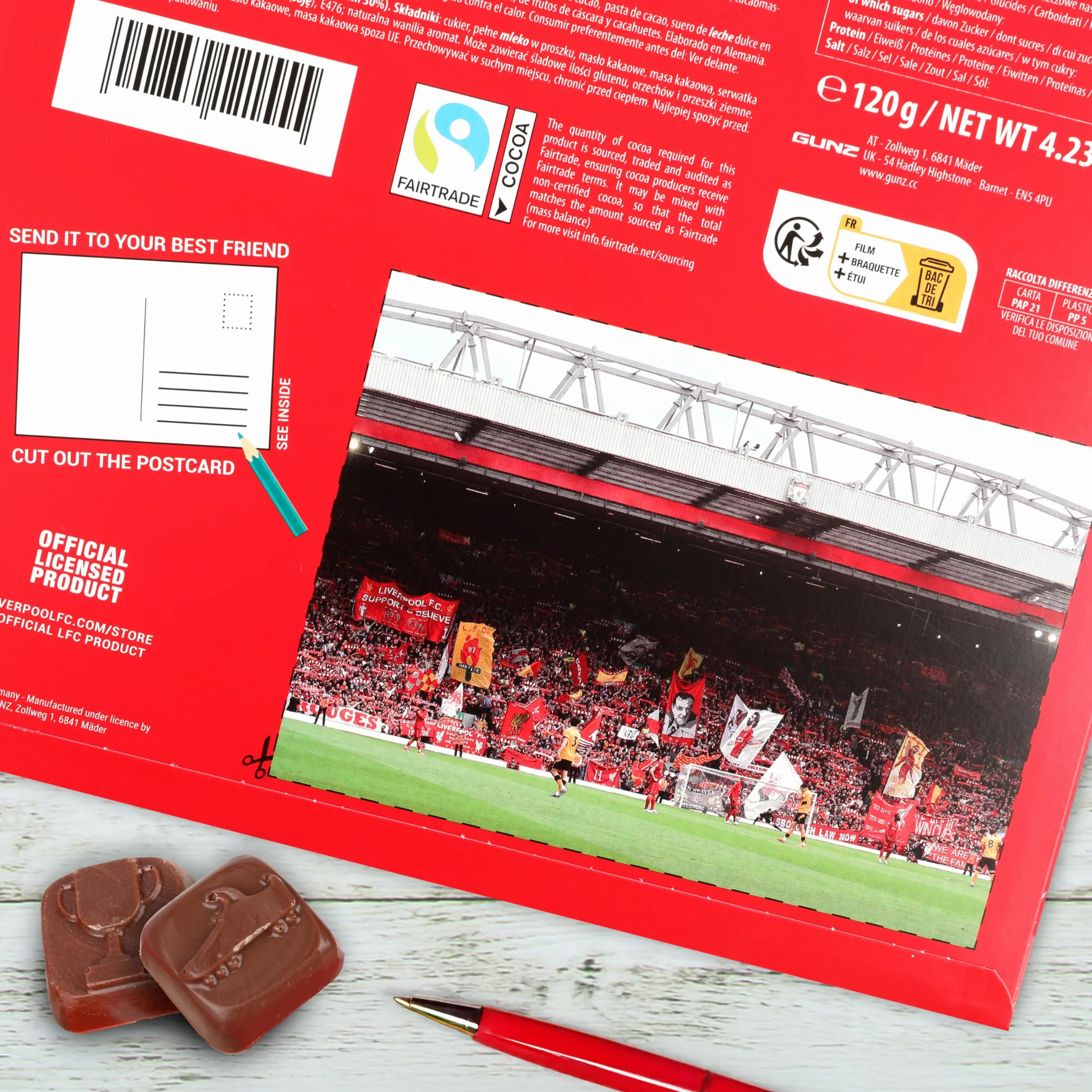 Gunz Liverpool FC Calendrier de l'Avent Chocolat Fairtrade 120 g