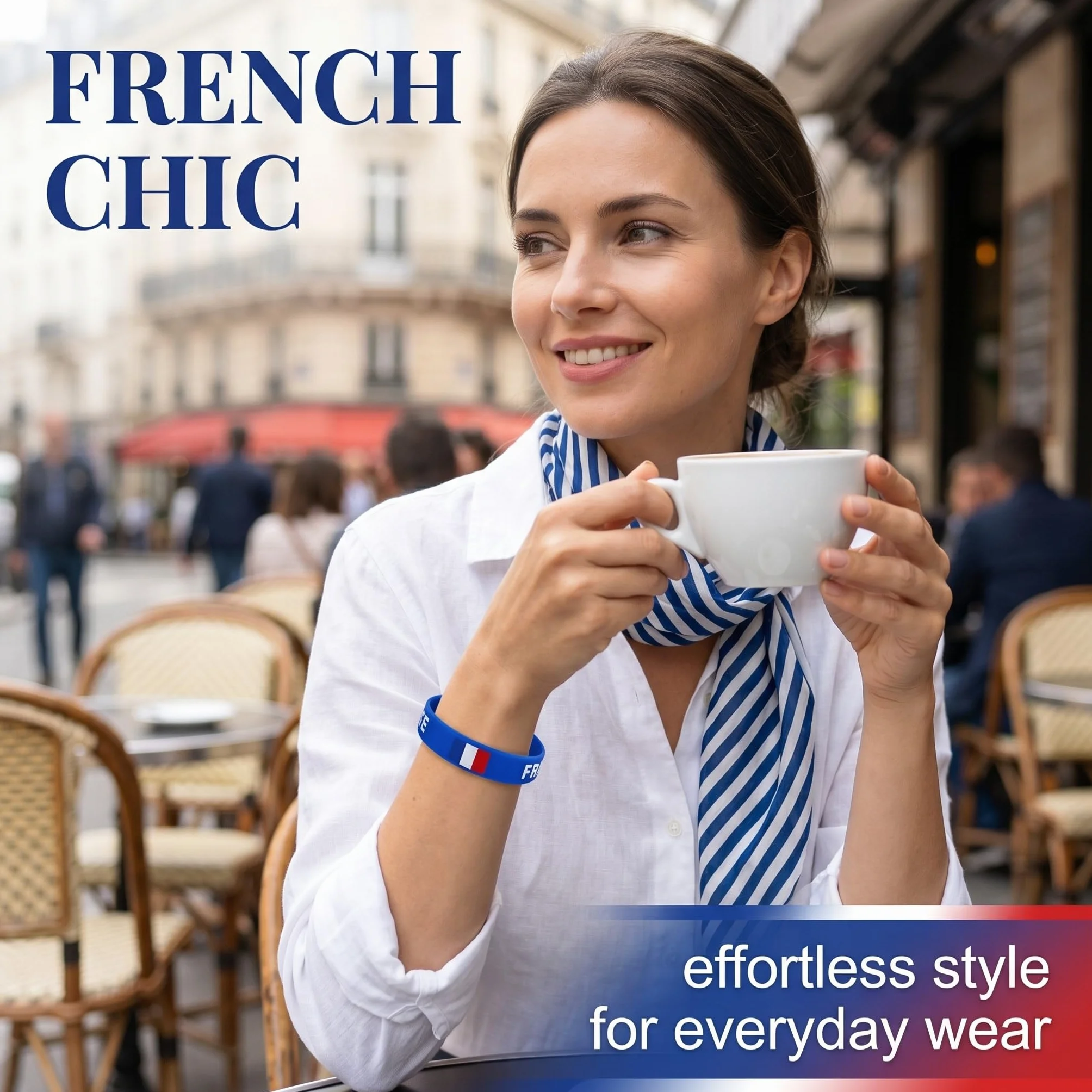 Bracelet Nylon Bleu Blanc Rouge Élastique Réglable Imperméable Taille Unique 4 Pièces