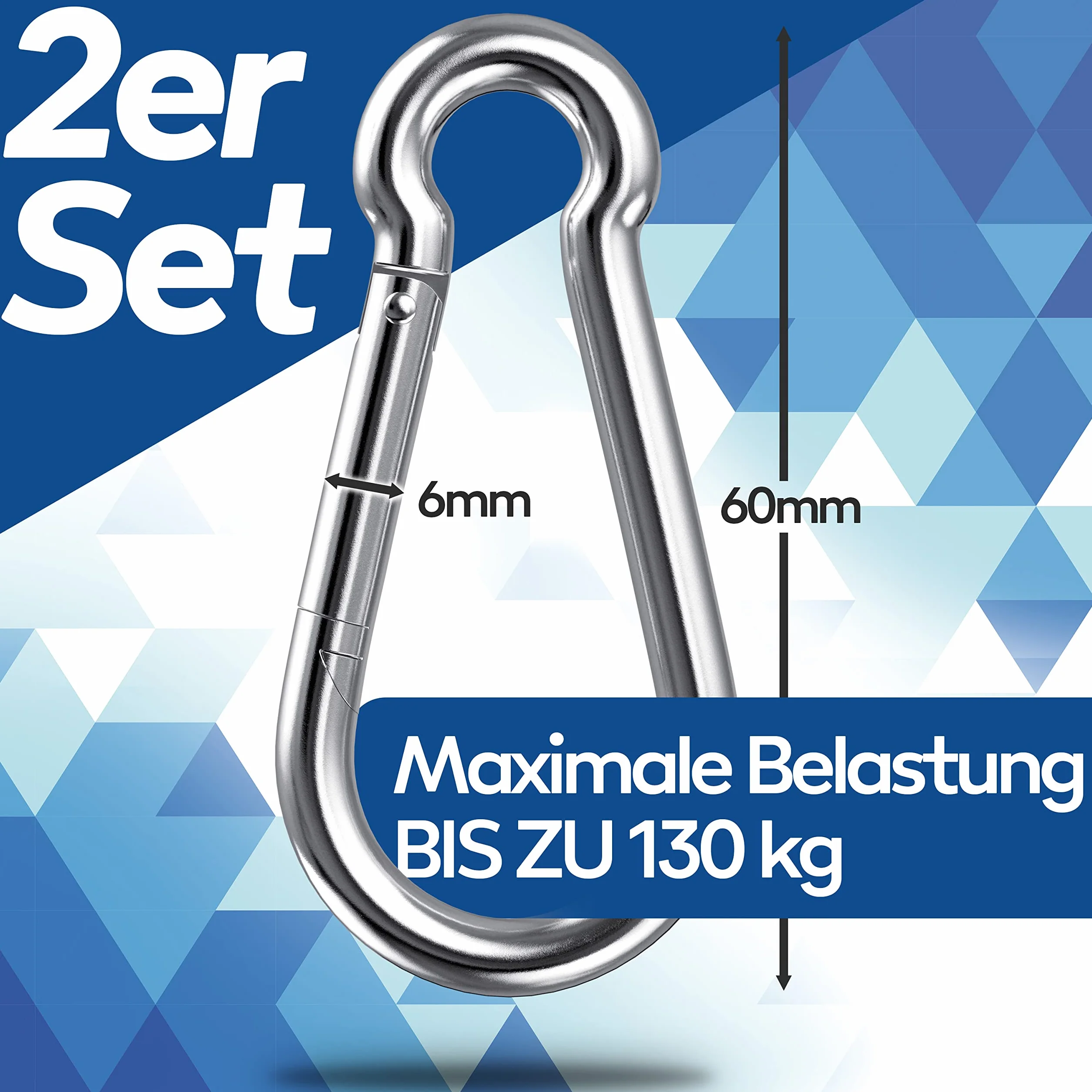 Mousqueton de Fixation Acier Galvanisé DIN 5299 6x60mm 2pcs